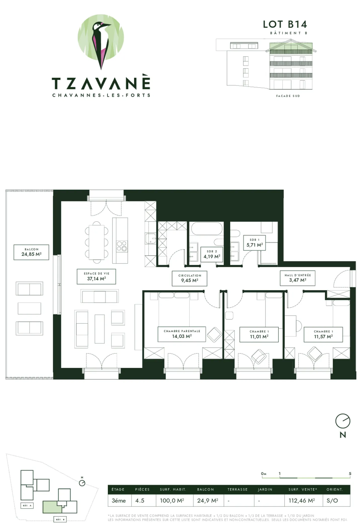 Magnifique penthouse de 100 m2 avec orientation sud/ouest - Photo 2 sur 9