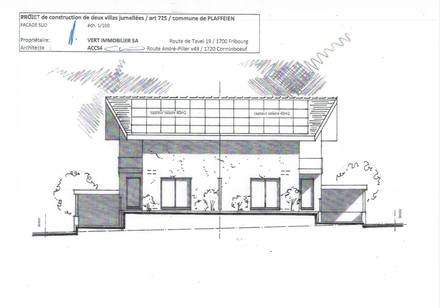 Progetto di costruzione - 2 ville a schiera con studio a Plaffeien - Foto 3 di 8