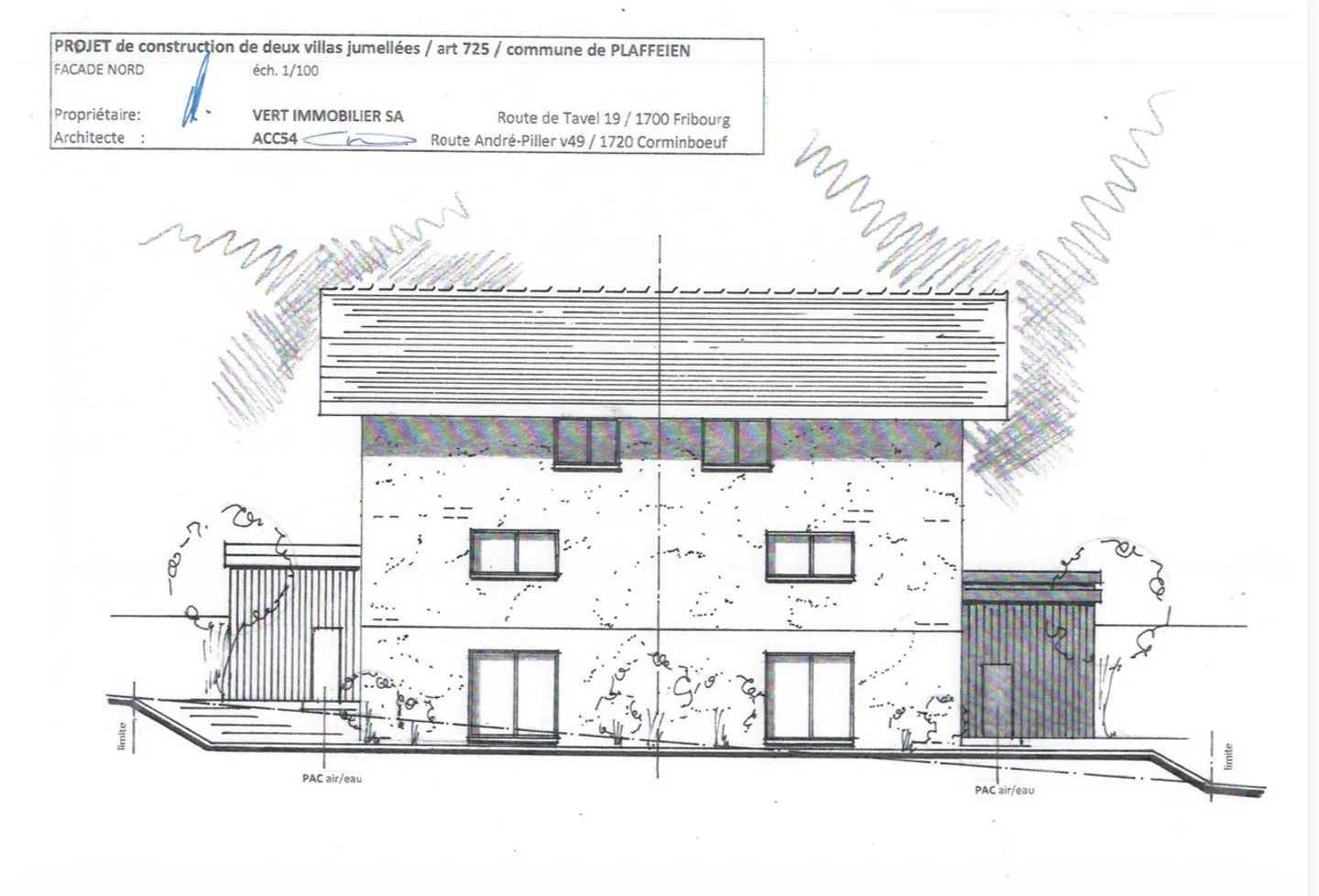 Progetto di costruzione - 2 ville a schiera con studio a Plaffeien - Foto 4 di 8