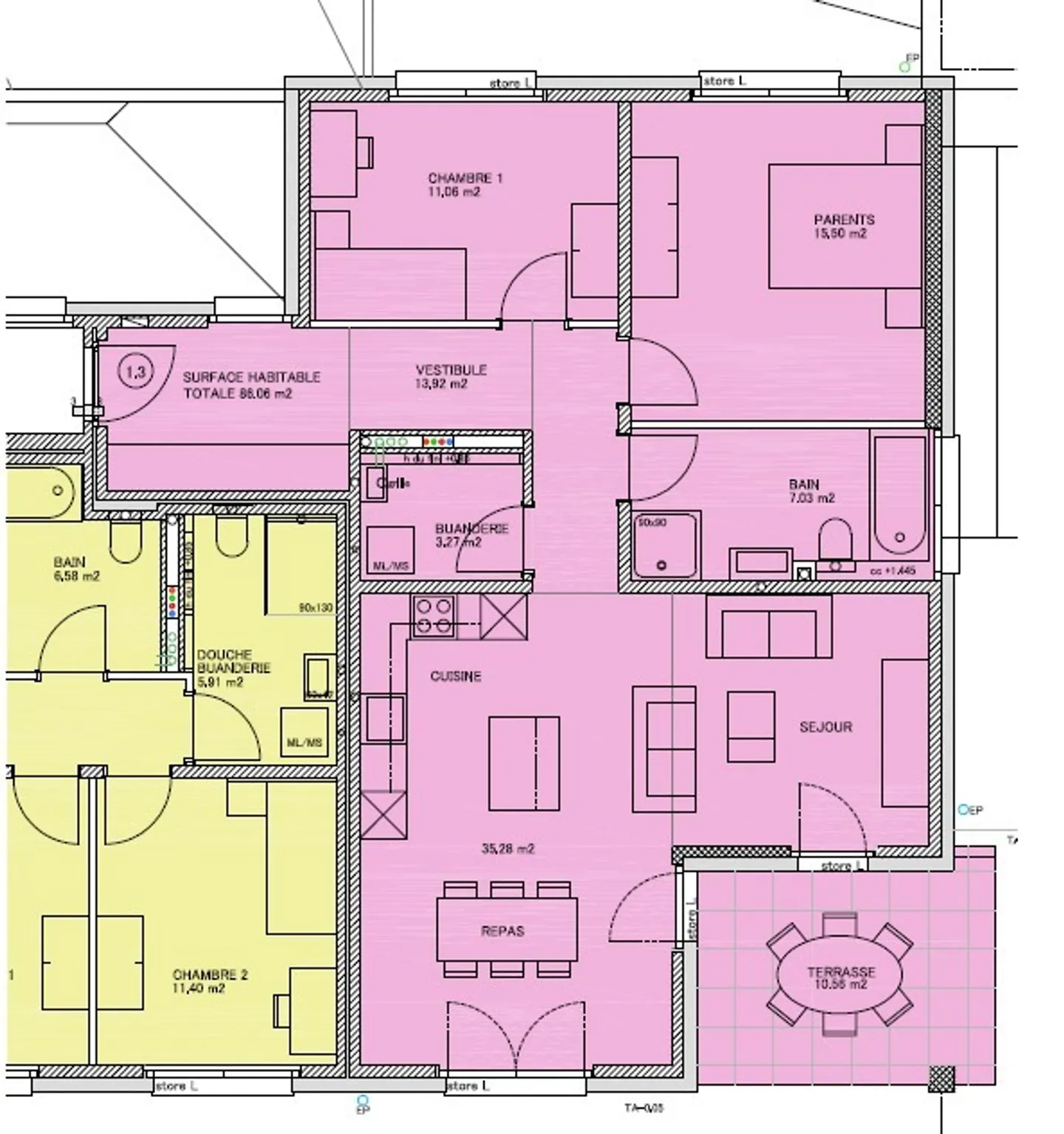 3.5 rooms of 86 m2 on the ground floor - Photo 14 of 16