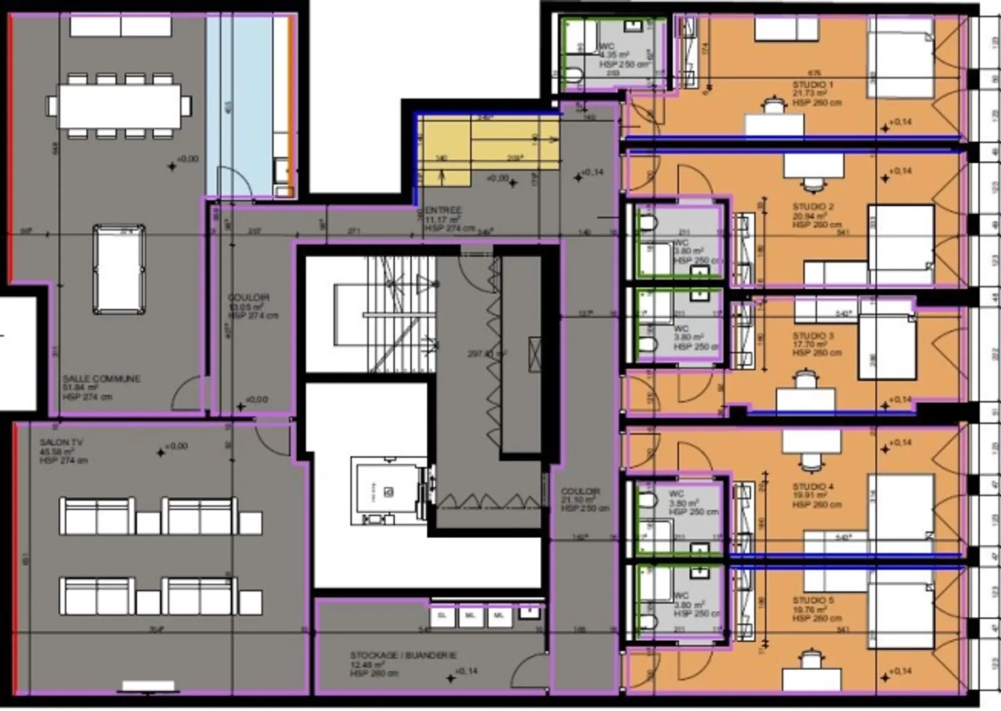 Studio con area di comfort abitativo arredato - Foto 7 di 7