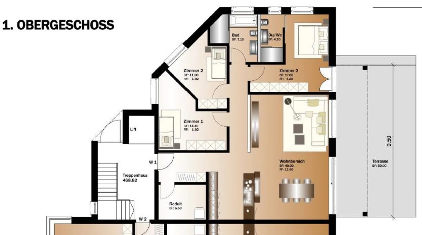 Sax : Appartement moderne de 4,5 pièces avec vue imprenable - Photo 7 sur 7