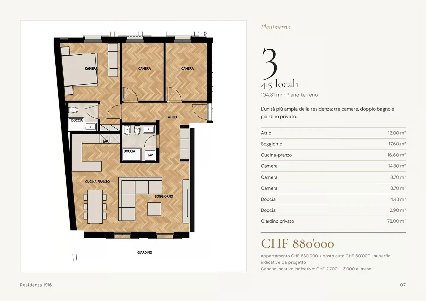 Neu und geräumig 4.5 Zimmer mit privatem Garten in Montagnola - Foto 4 von 5