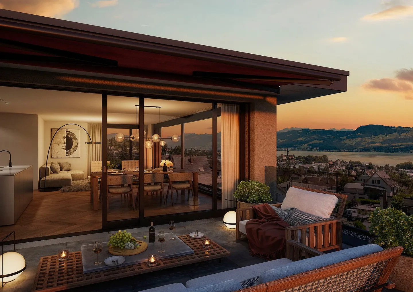 4 1/2-ZIMMER ATTIKAWOHNUNG MIT ATEMBERAUBENDER SEE- UND BERGSICHT, SONNIG, RUHIG - Foto 2 von 8