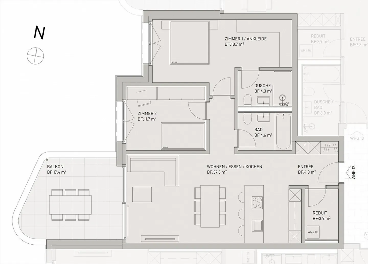 Appartamenti di 3,5 stanze con un linguaggio architettonico chiaro - Foto 8 di 9