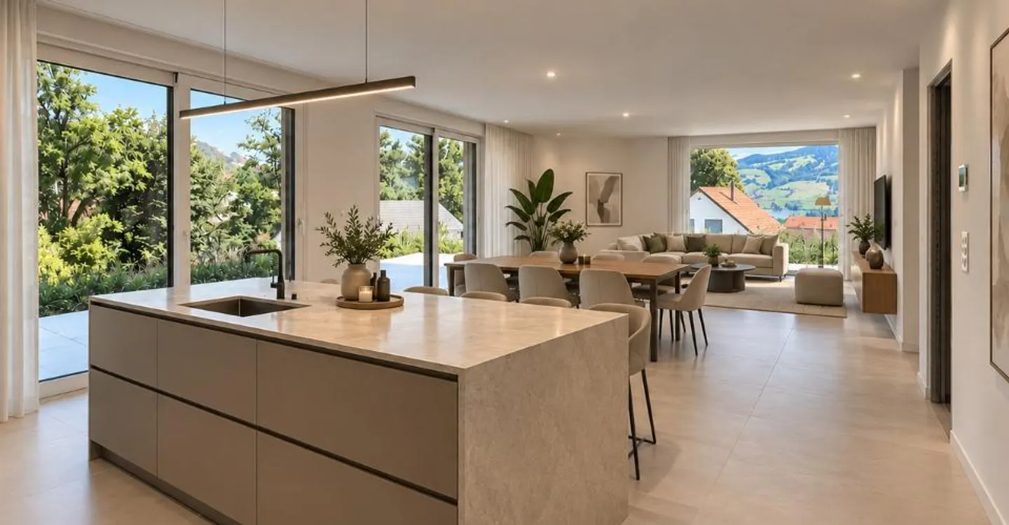 Spacious 5.5-room apartment on the ground floor in Sorens - Photo 1 of 11