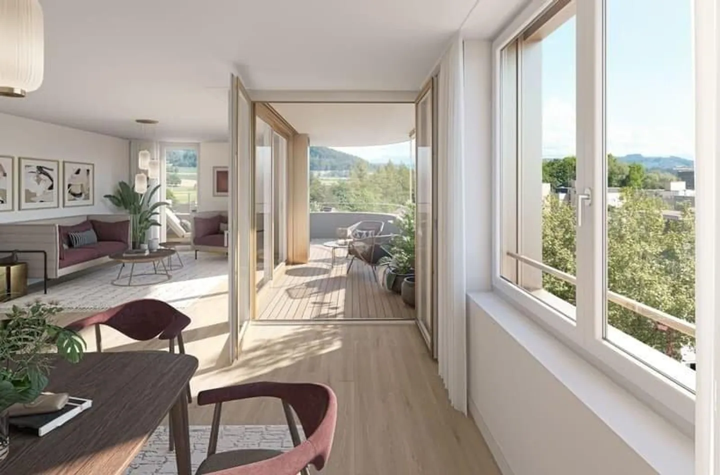 Appartement moderne de 4,5 pièces avec balcon et vue - Photo 3 sur 6