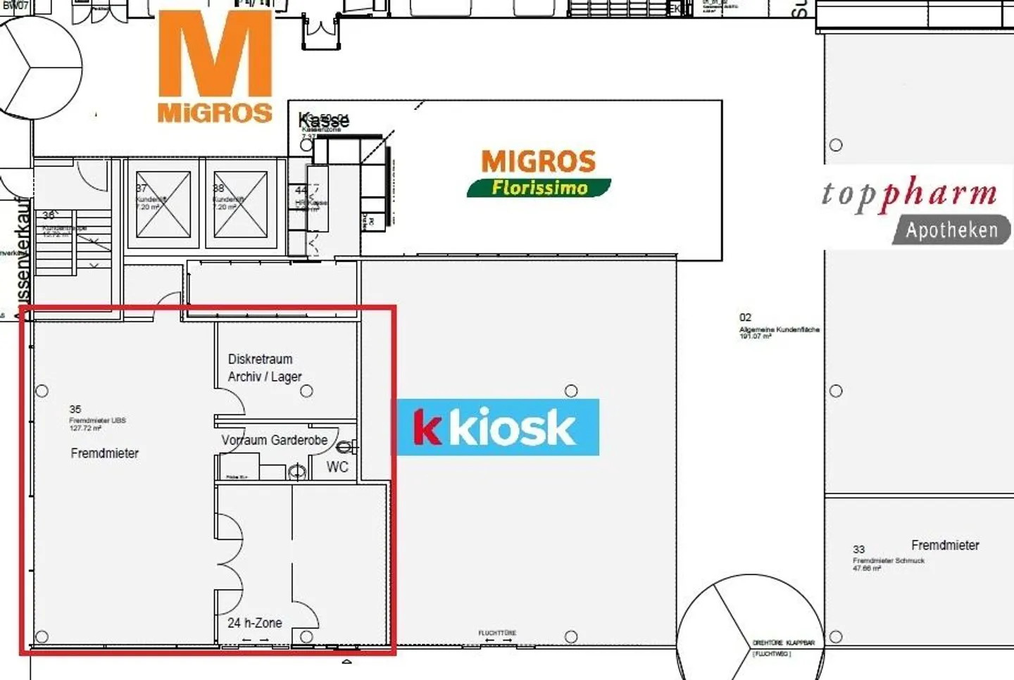 Spazio commerciale di circa 125m² nel centro commerciale - Migros Gelterkinden - Foto 8 di 8