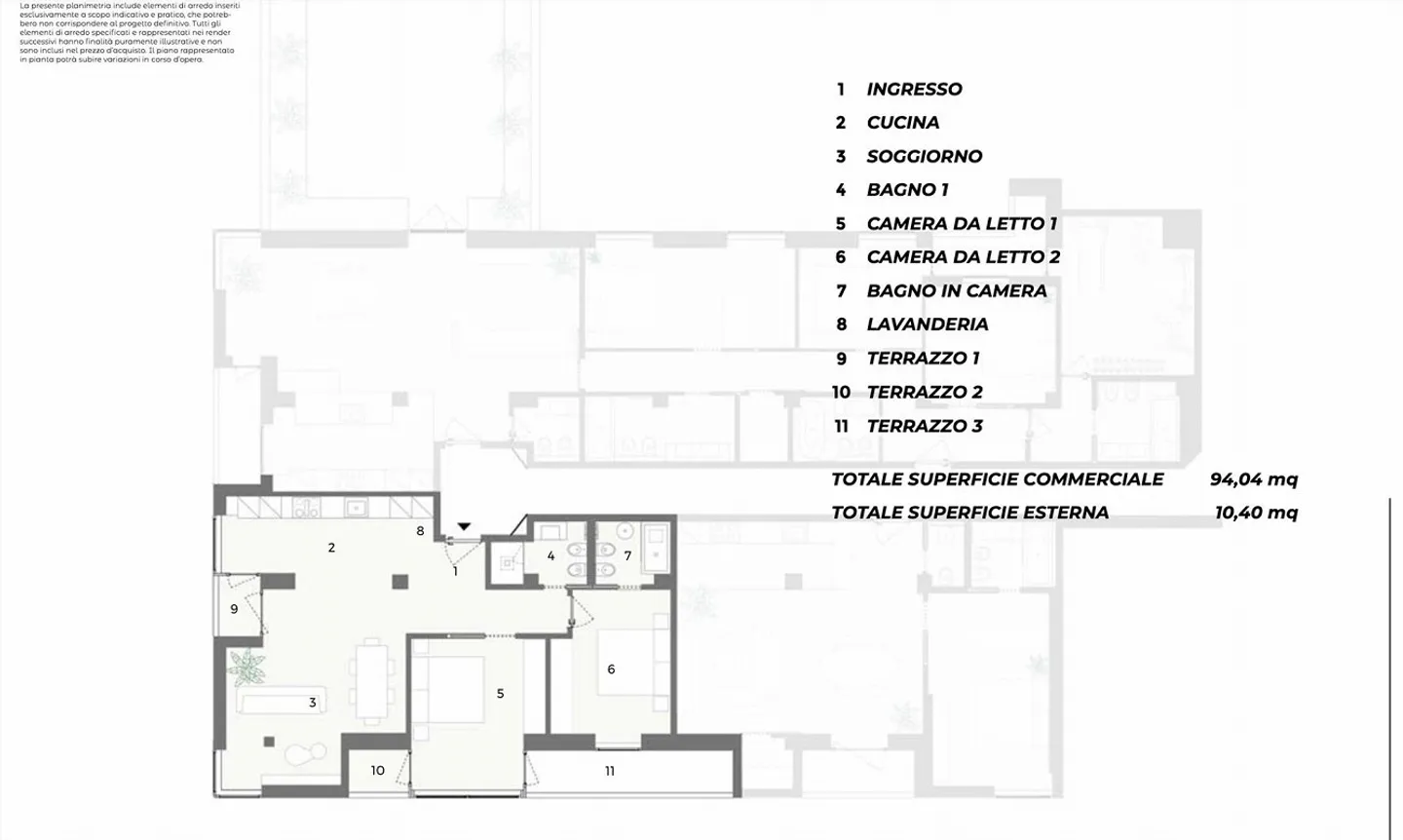 LUMINEUX 3.5 PIÈCES RÉNOVÉ AVEC 3 TERRASSES À CASSARATE - Photo 11 sur 11