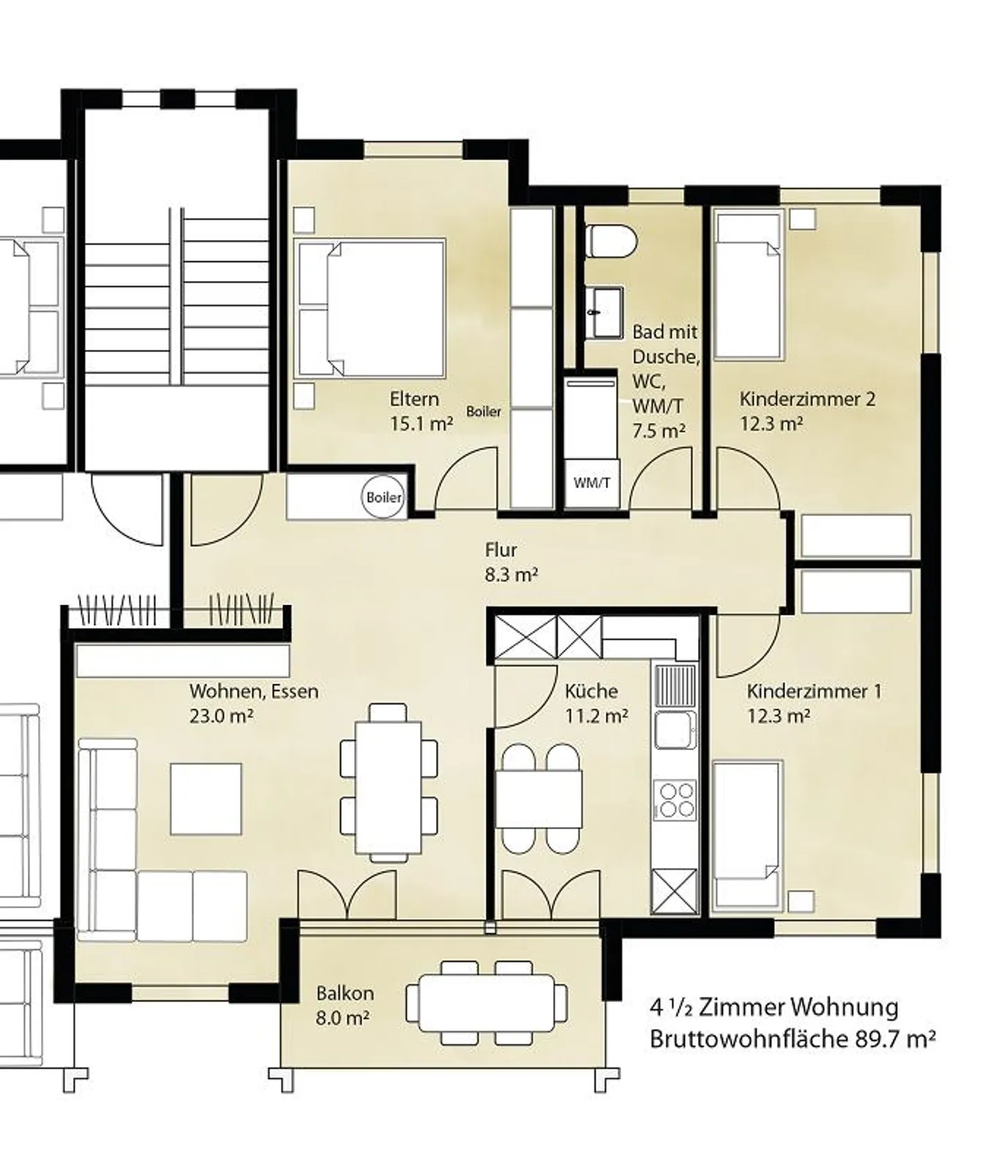 Cozy 4.5-room apartment in a quiet location - Photo 10 of 12