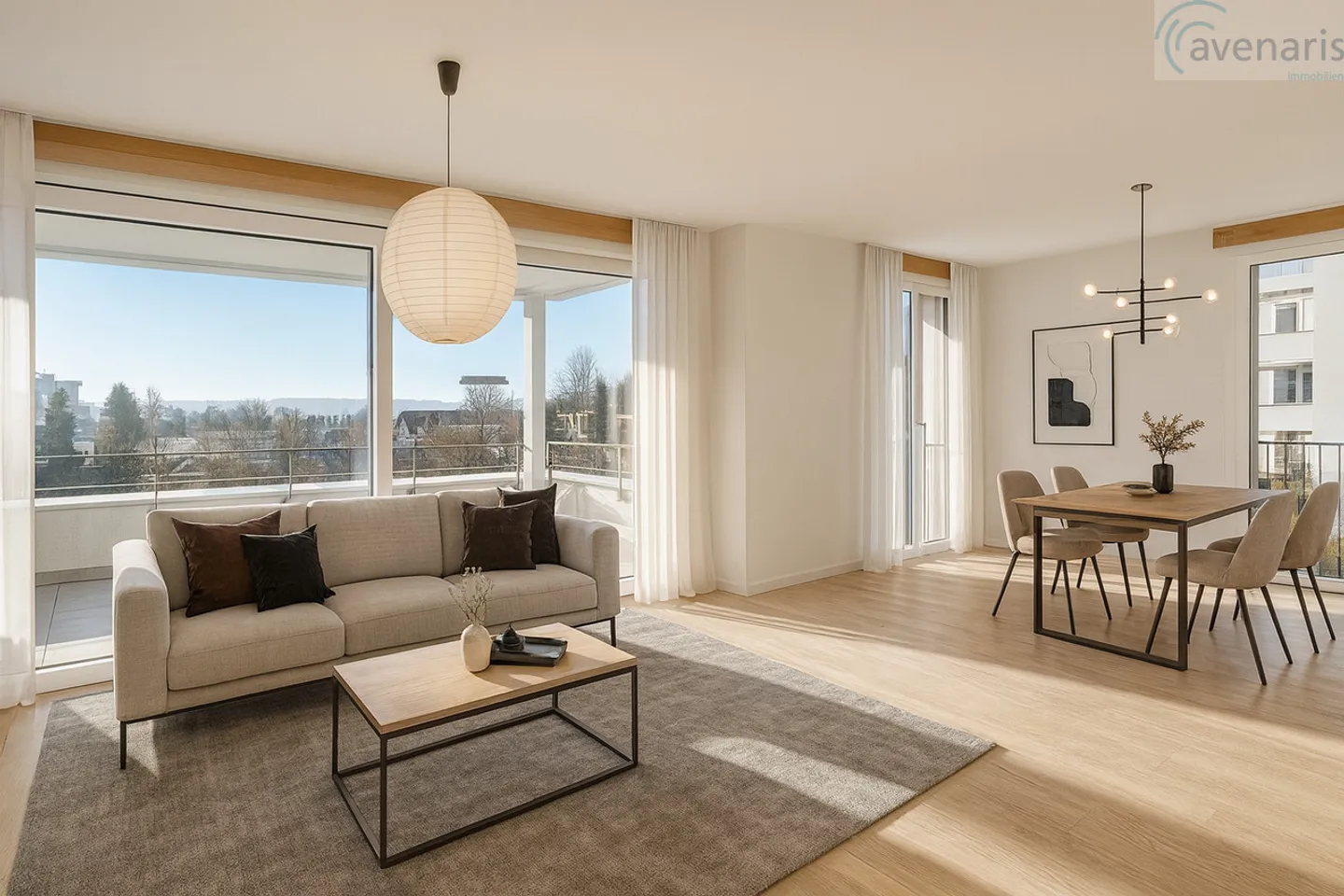 «Moderne 3.5-Zimmer-Neubauwohnung mit grossem Balkon und freier Sicht» - Foto 1 von 8