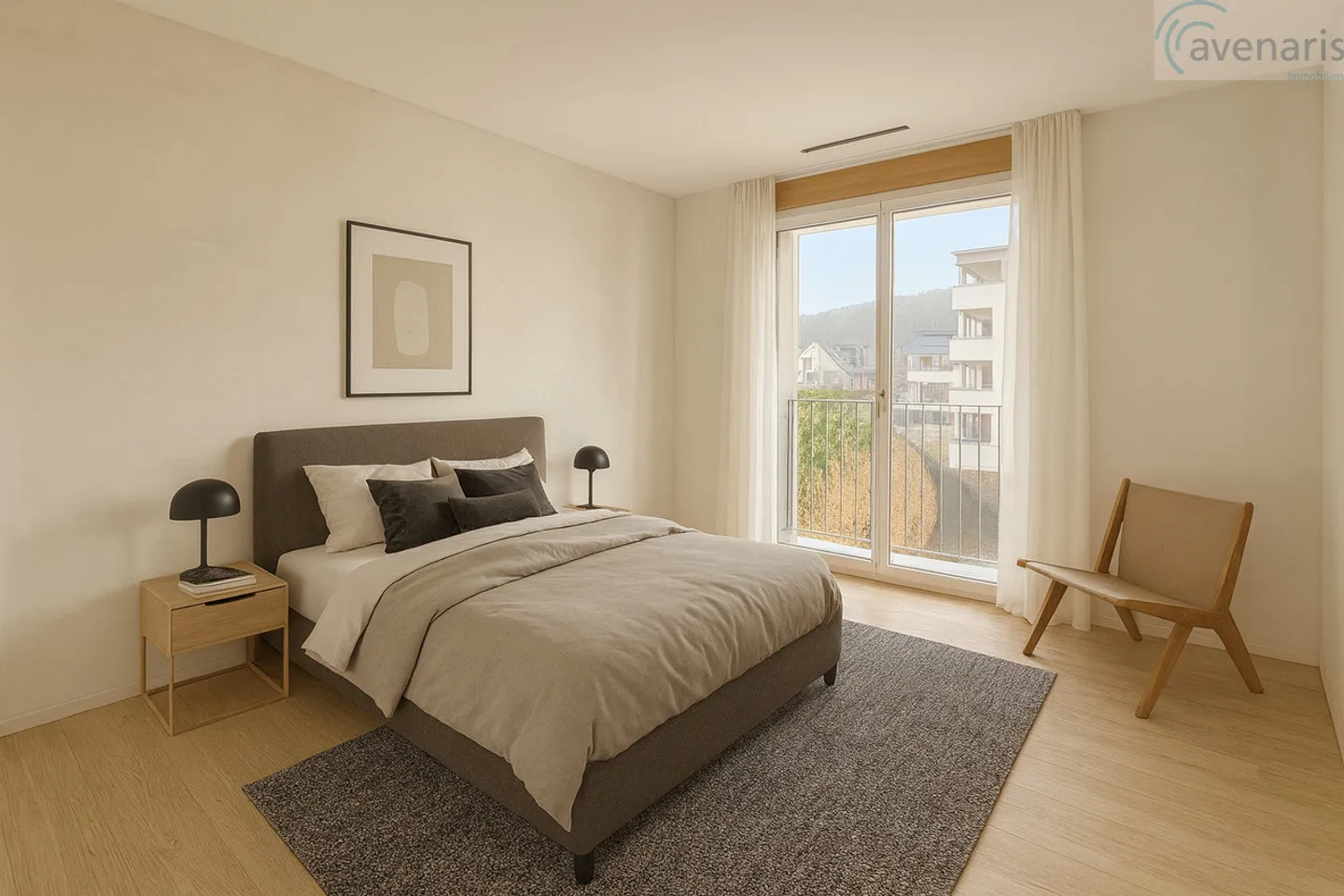 «Moderne 3.5-Zimmer-Neubauwohnung mit grossem Balkon und freier Sicht» - Foto 3 von 8