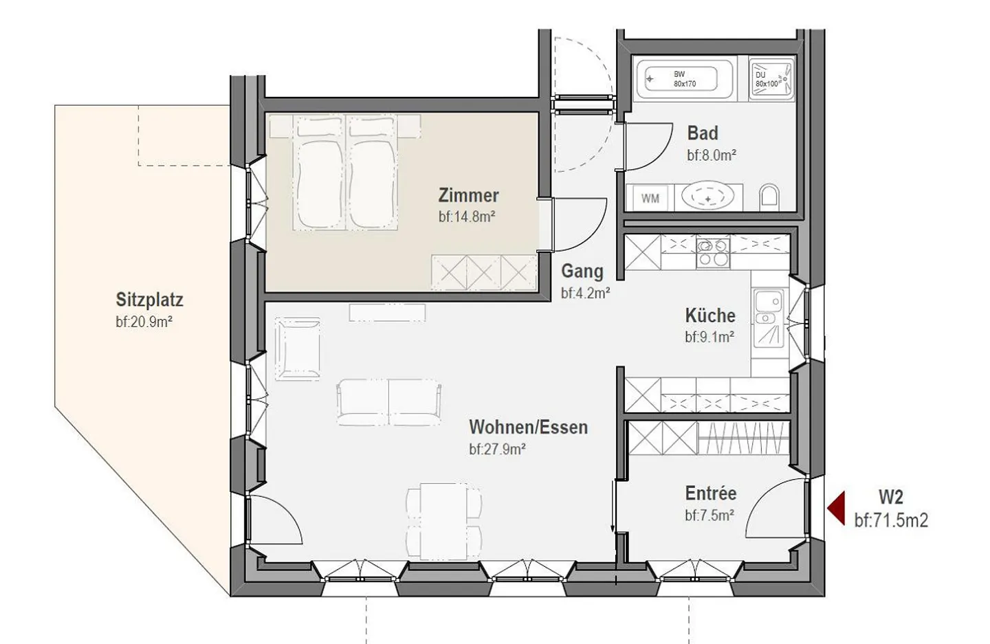 Zentrale Wohnung mit Garten - Foto 9 von 11