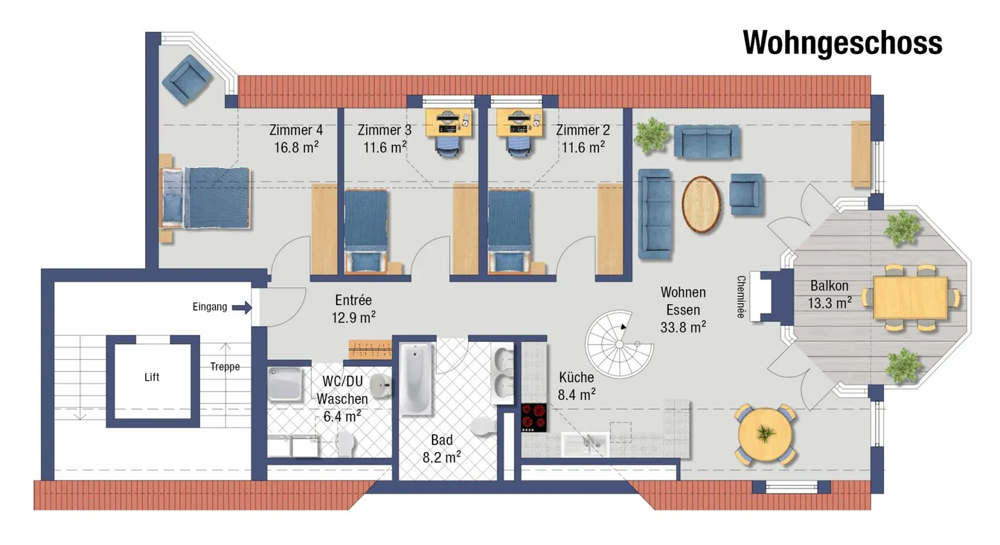 4.5-Zi. Dachmaisonette an ruhiger Lage - Foto 16 von 17