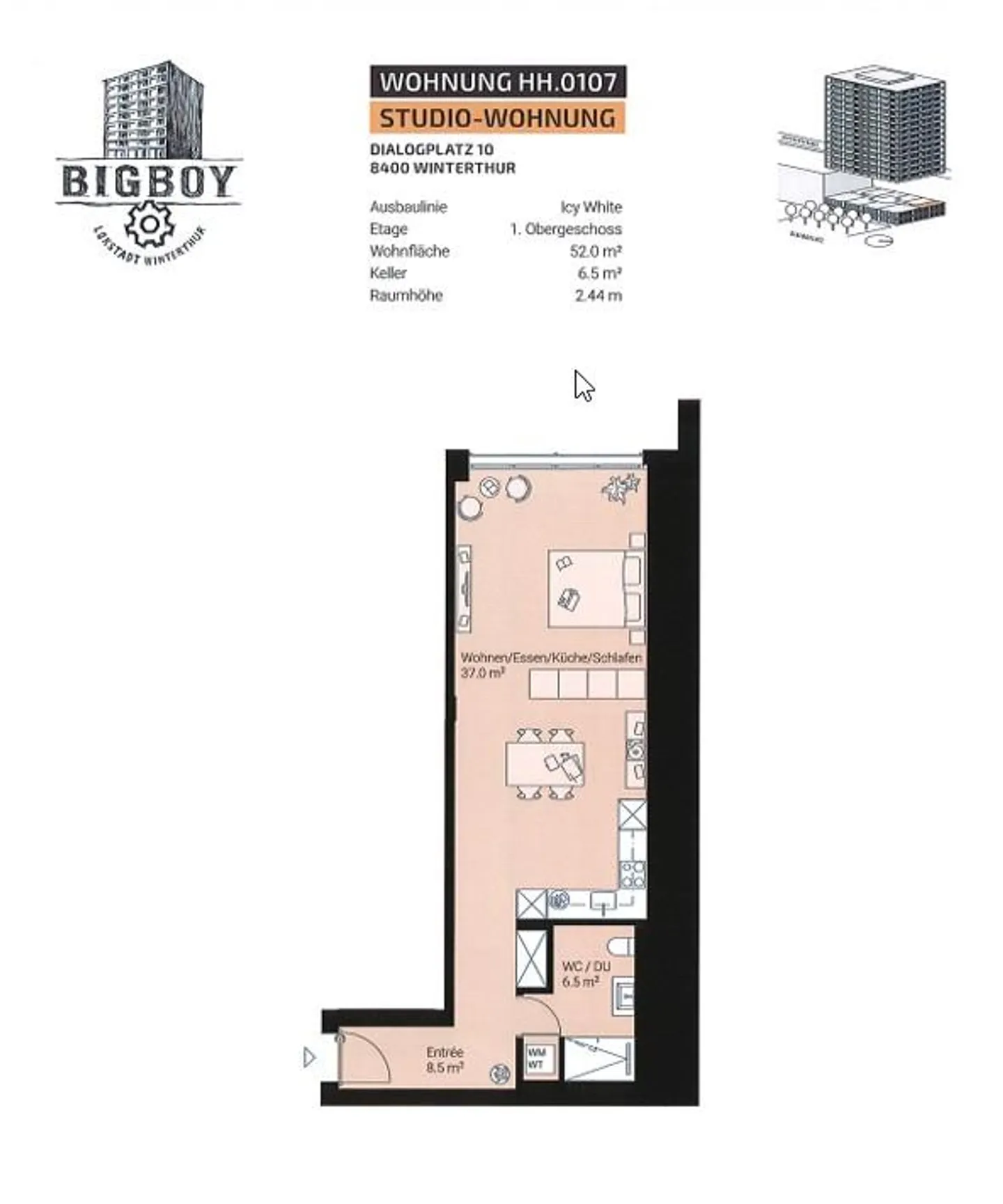 Modern 1.0-room studio in Lokstadt - Photo 10 of 10