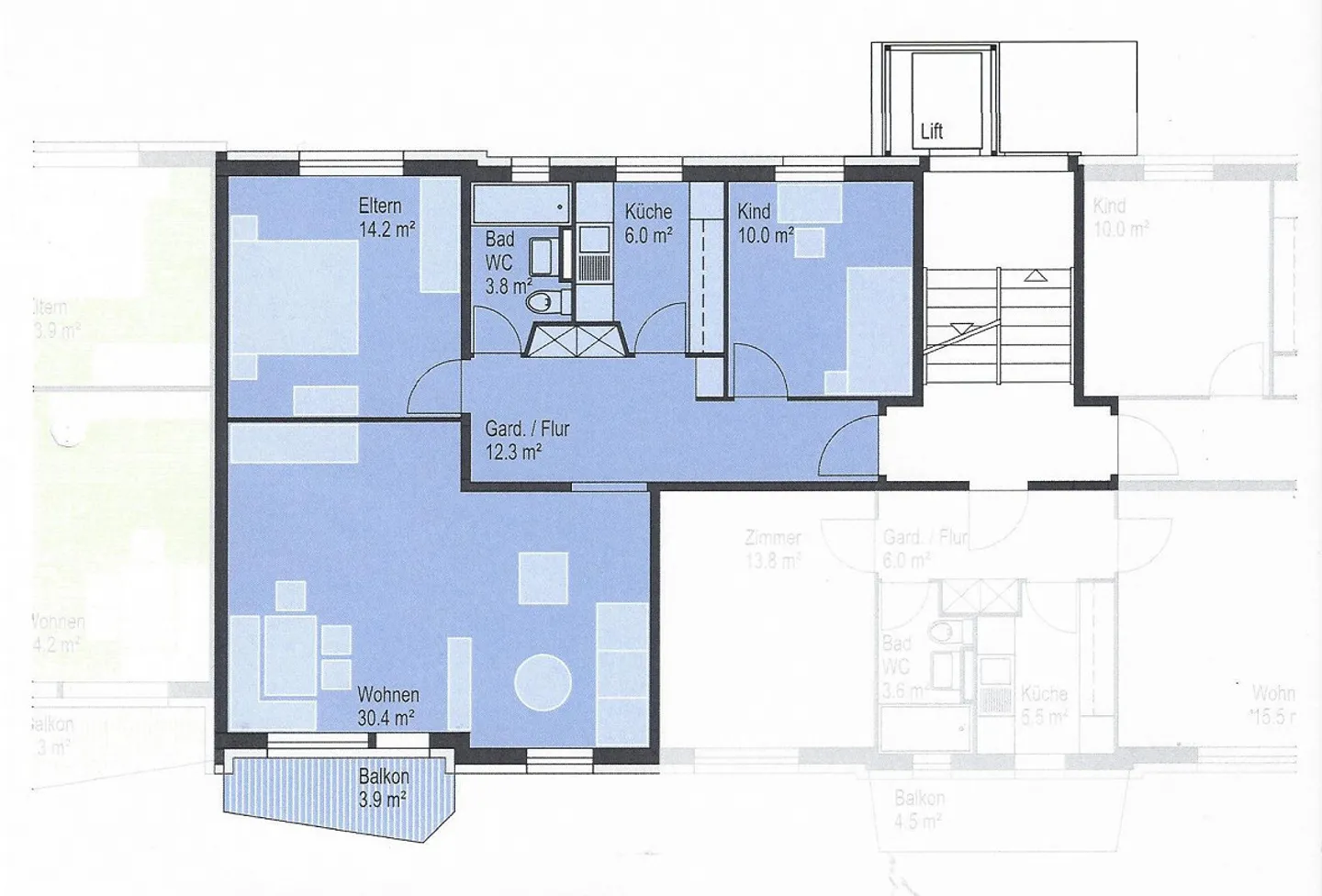 Appartamento luminoso e ben curato di 3,5 locali con grande soggiorno - Foto 6 di 6