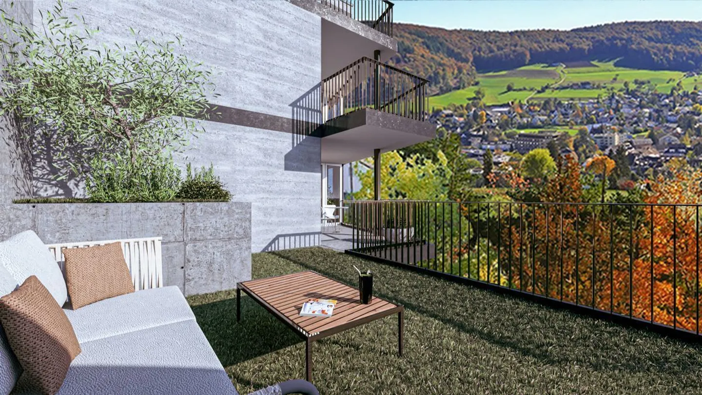 Appartement de 4,5 pièces avec jardin, balcon, carport, ascenseur et vue sur la verdure - Photo 1 sur 6