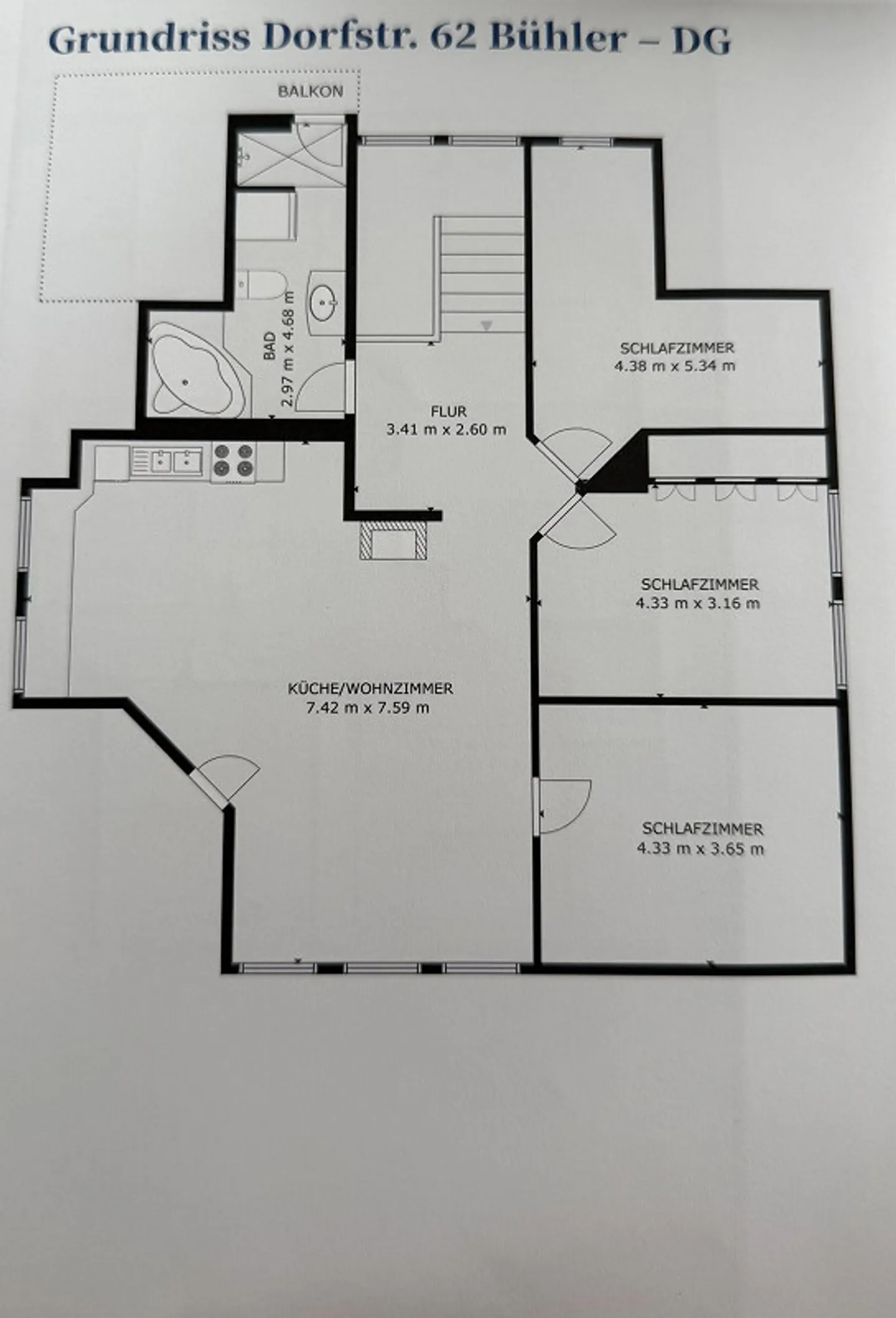 Ampio appartamento mansardato di 4,5 locali (120 m²) con balcone a Bühler - Foto 10 di 10