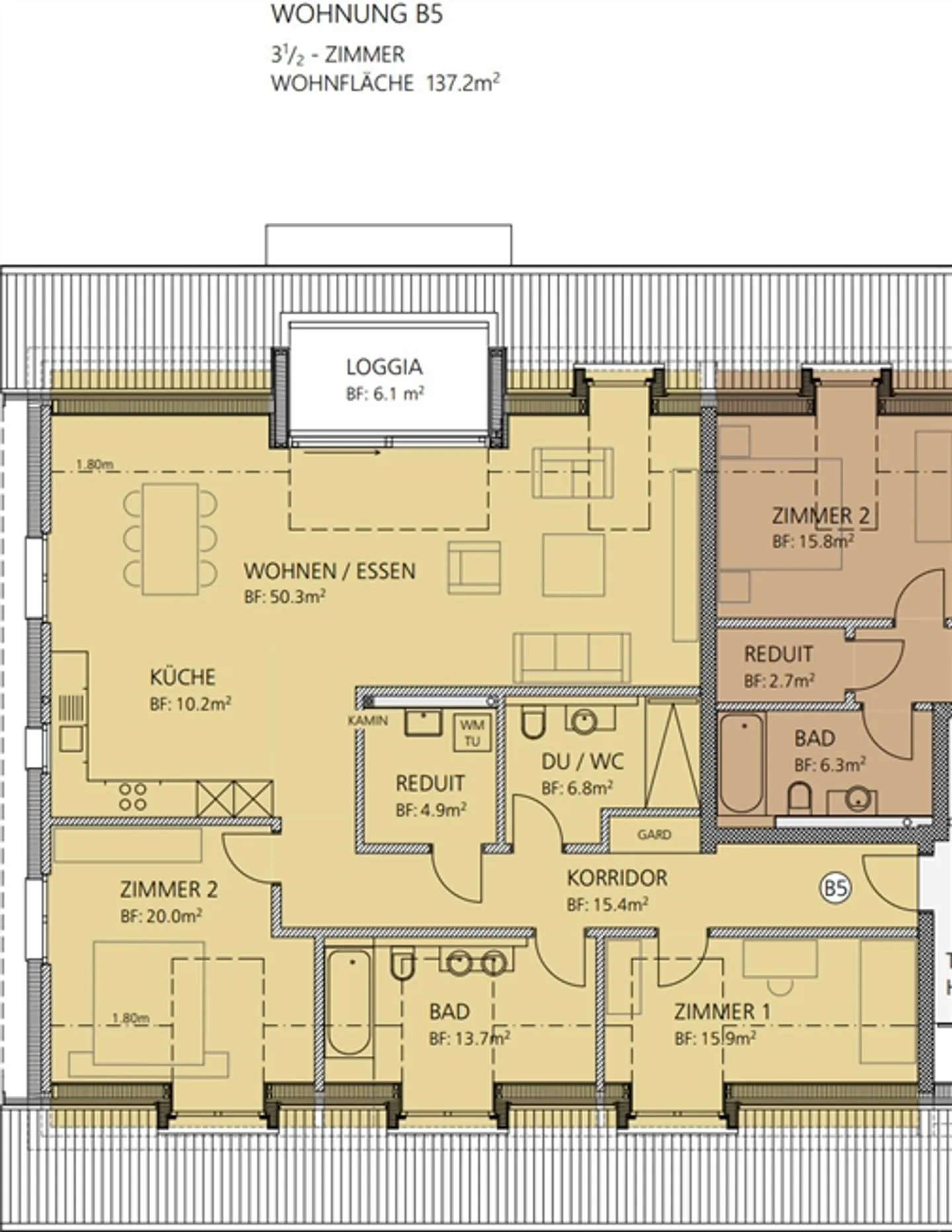 Vue dégagée, beaucoup d'espace de vie - Appartement en attique 3.5 pièces - Photo 14 sur 14