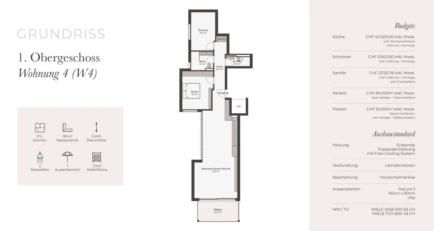 Appartamento 3.5 camere elegante - Foto 7 di 8