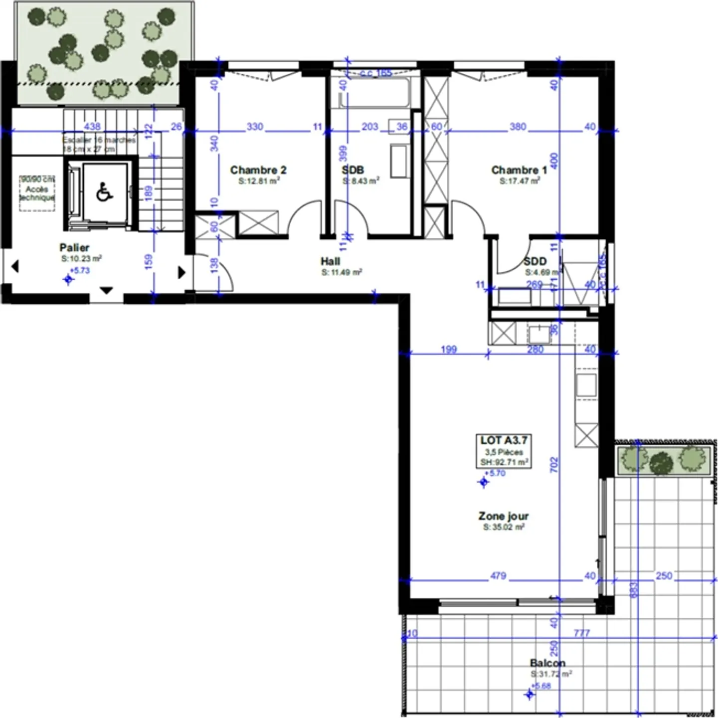 Appartement élégant de 3,5 pièces dans un nouveau grenier avec grande terrasse sud-est - Photo 2 sur 4
