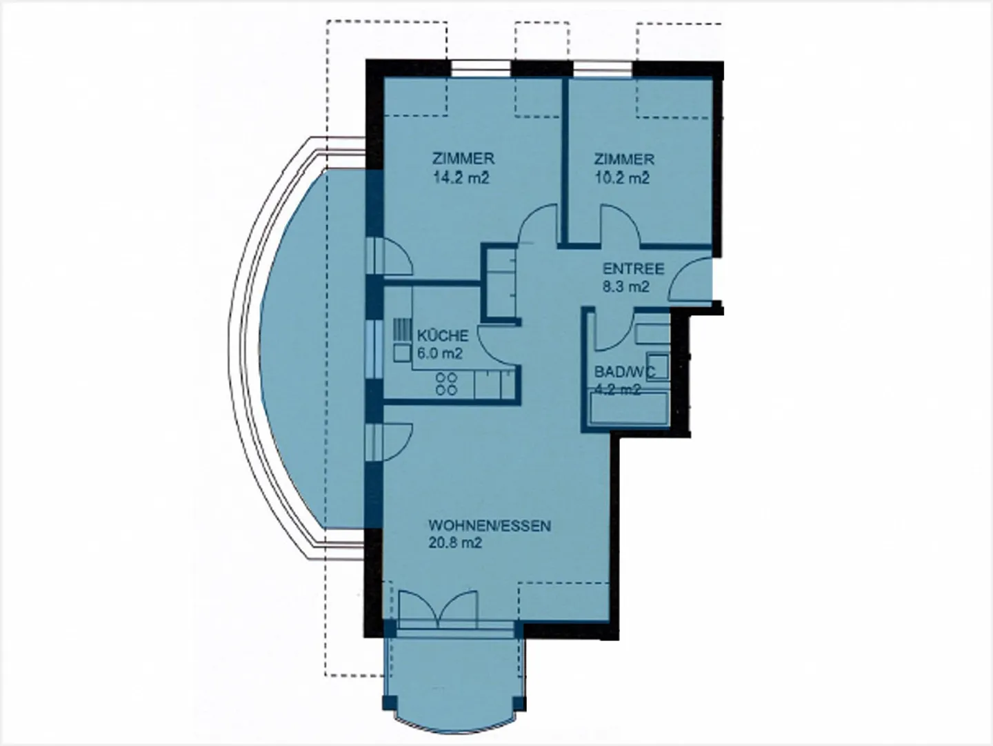 Appartement lumineux de 3,5 pièces avec deux balcons - Photo 3 sur 3