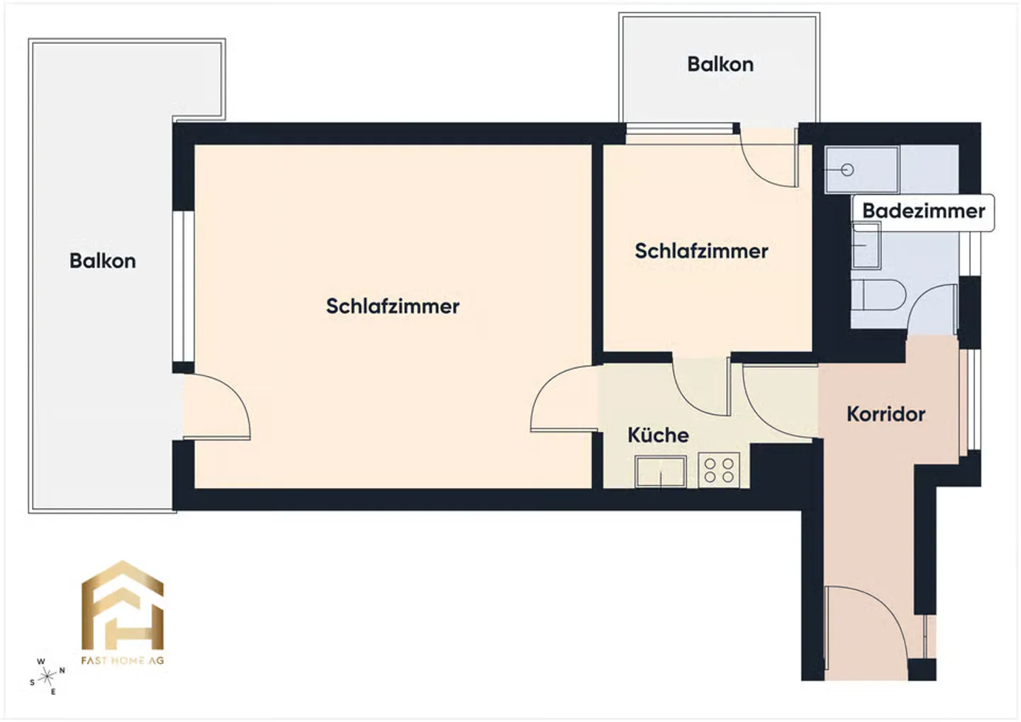 Appartement attrayant de 2,5 pièces avec 2 balcons et une vue magnifique - Photo 11 sur 13