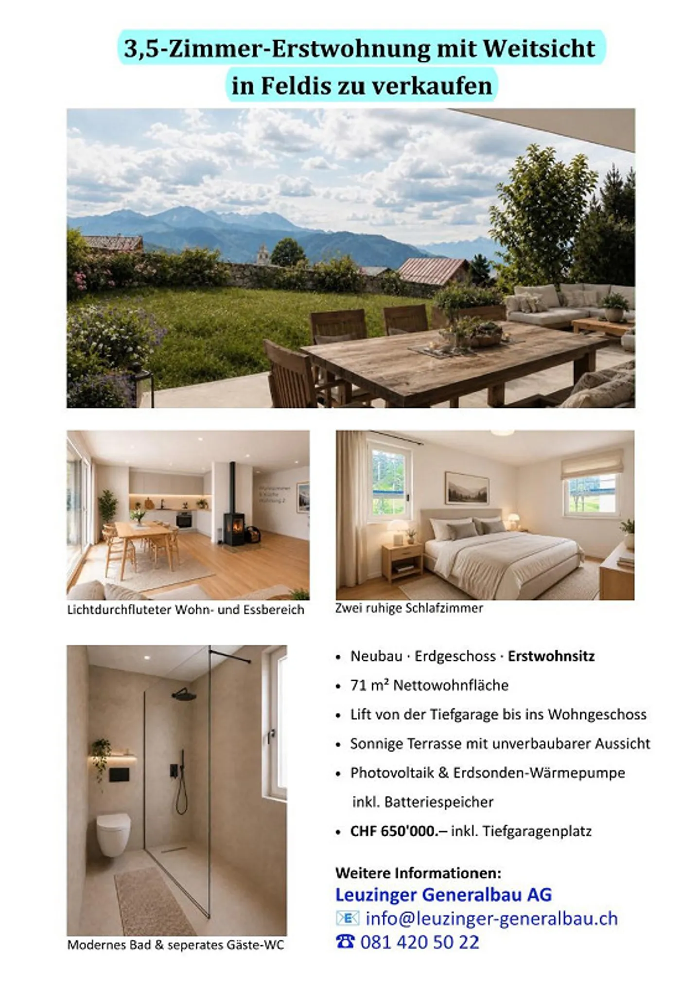 3.5-Room First Apartment in Feldis – Sunny Location & Modern - Photo 1 of 8