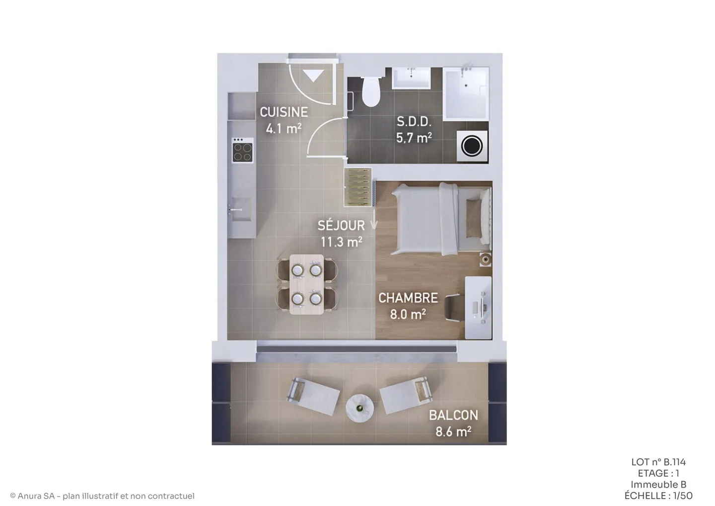 Prairie 1 - Senior - 1,5-Zimmer-Wohnung im 1. Stock - Foto 14 von 17