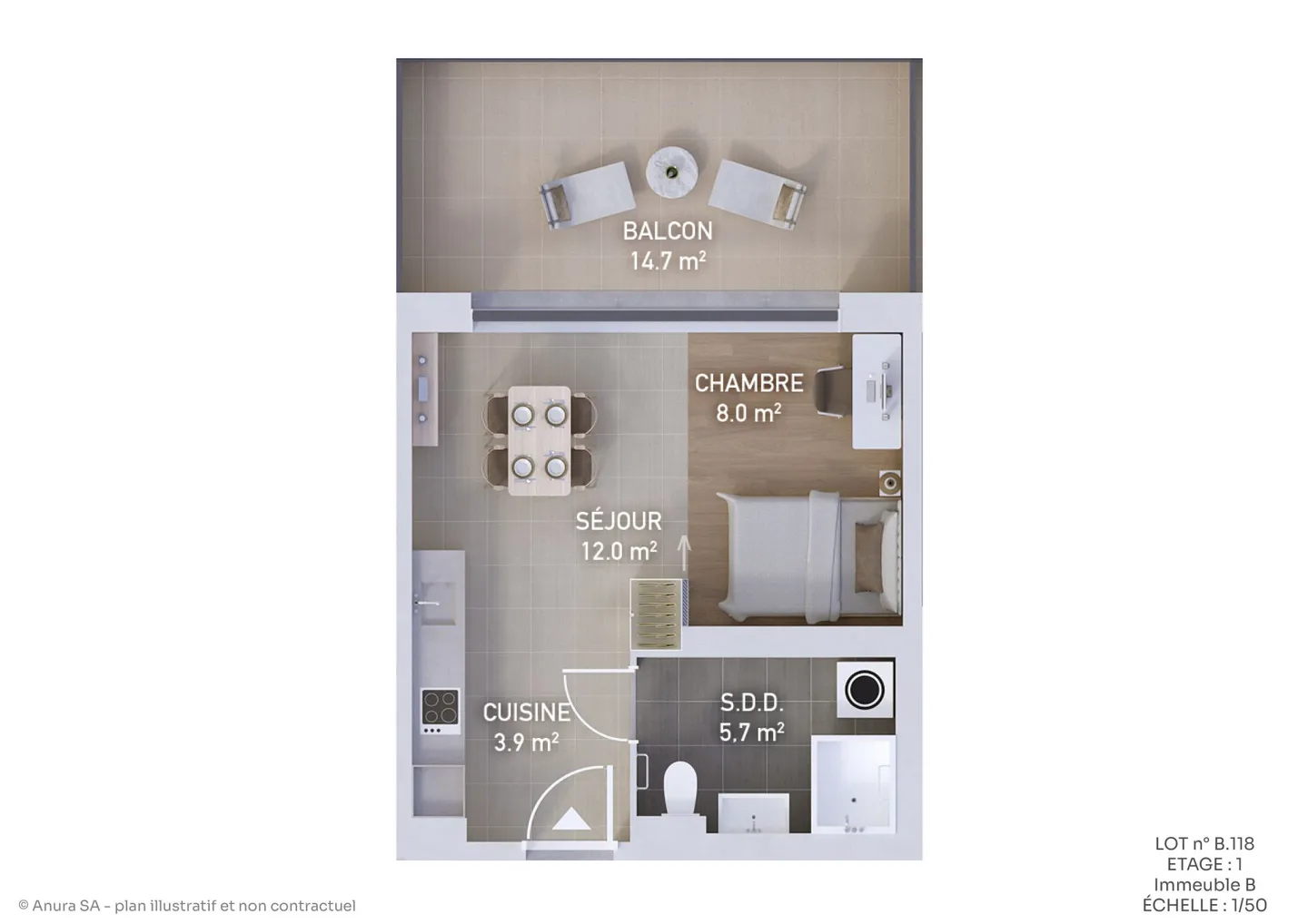 Prairie 1 - Senior - 1,5-Zimmer-Wohnung im 1. Stock - Foto 15 von 17