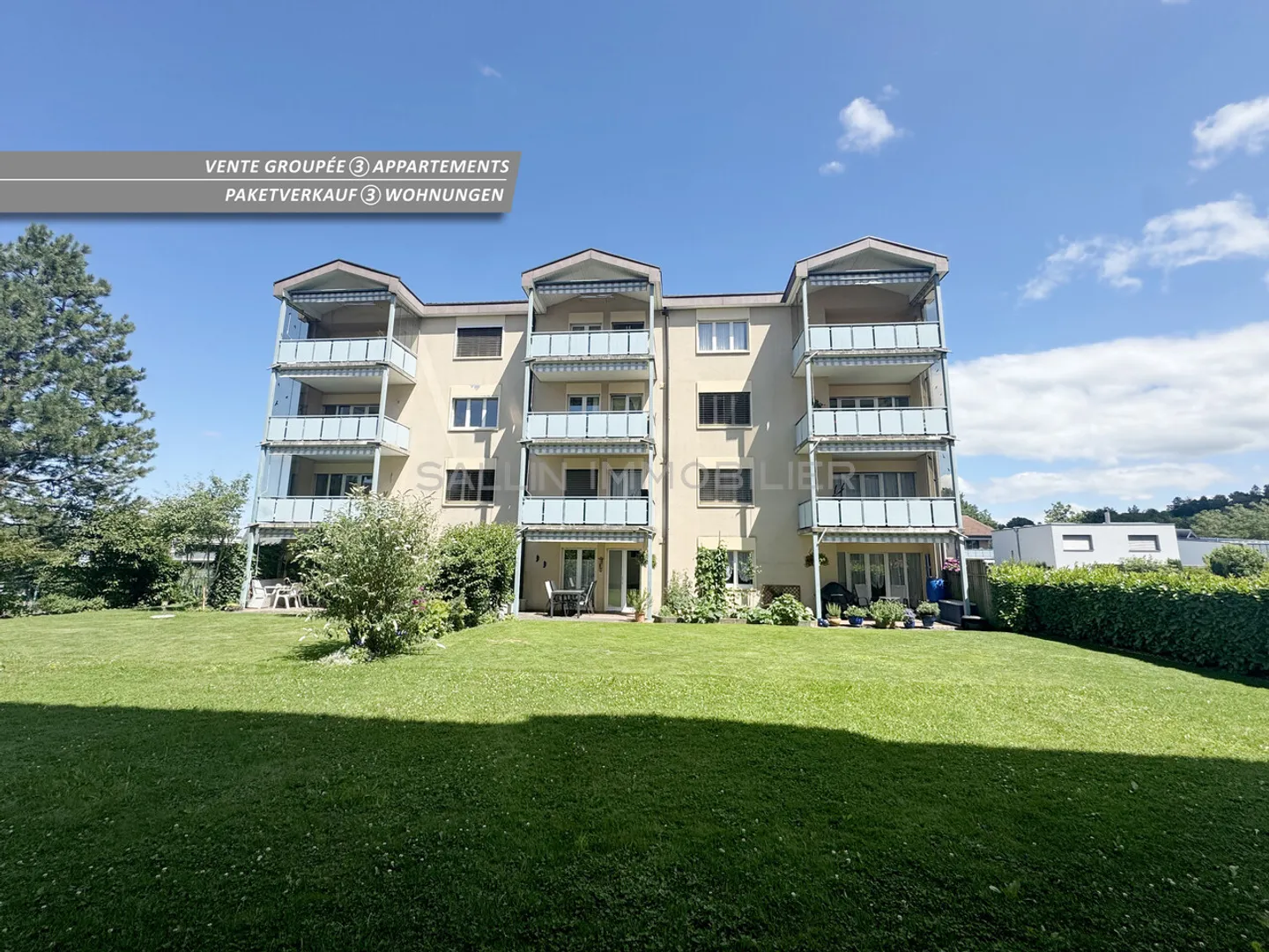 Vente de 3 appartements, 2x 5 pièces et  4 pces + 3 place de parc int. - Photo 1 sur 12