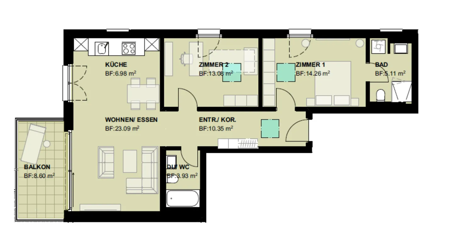 Appartement 3.5 pièces neuf avec balcon au 4ème étage - Photo 2 sur 13