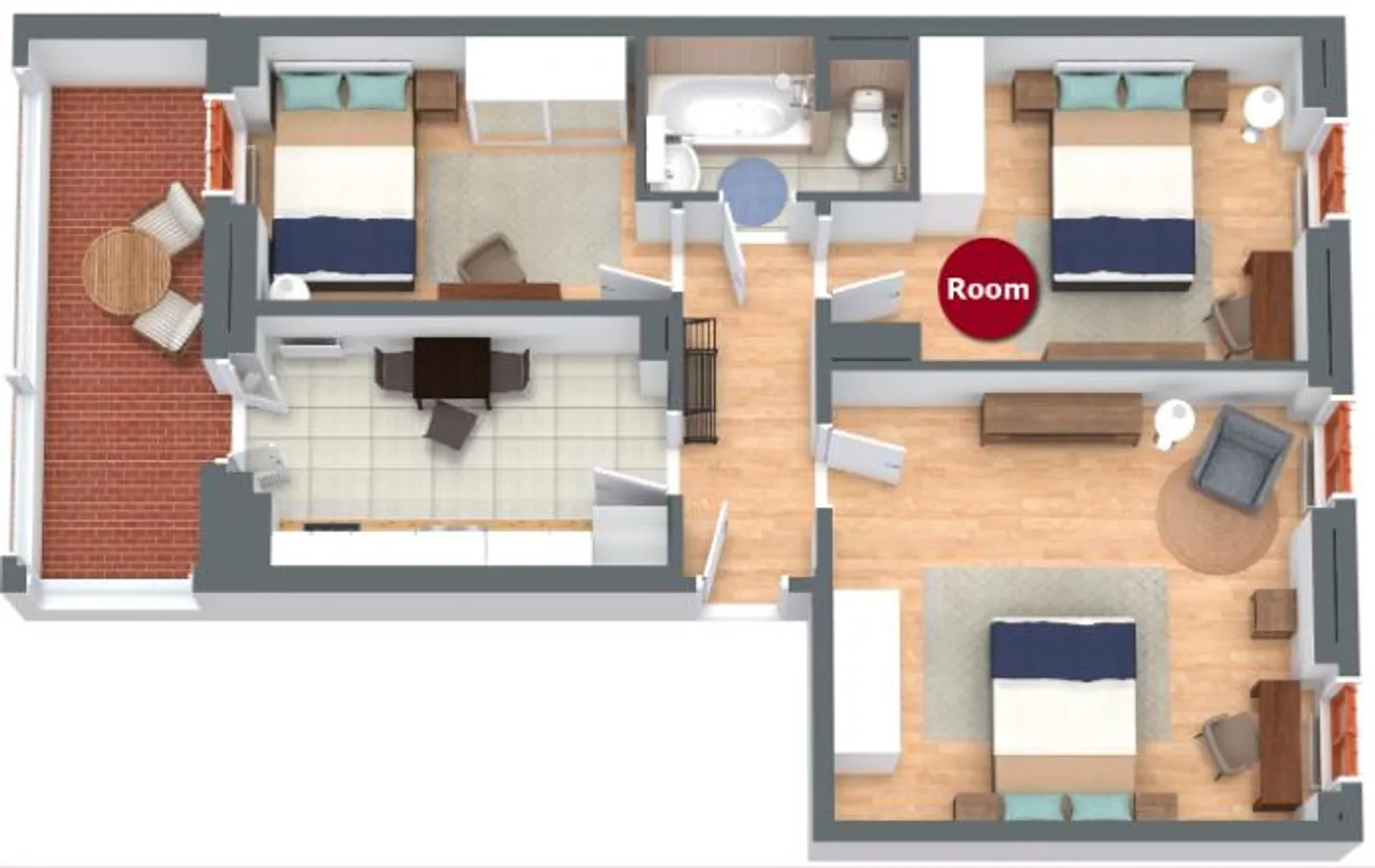 Furnished room in modernized apartment in top location - Photo 9 of 9