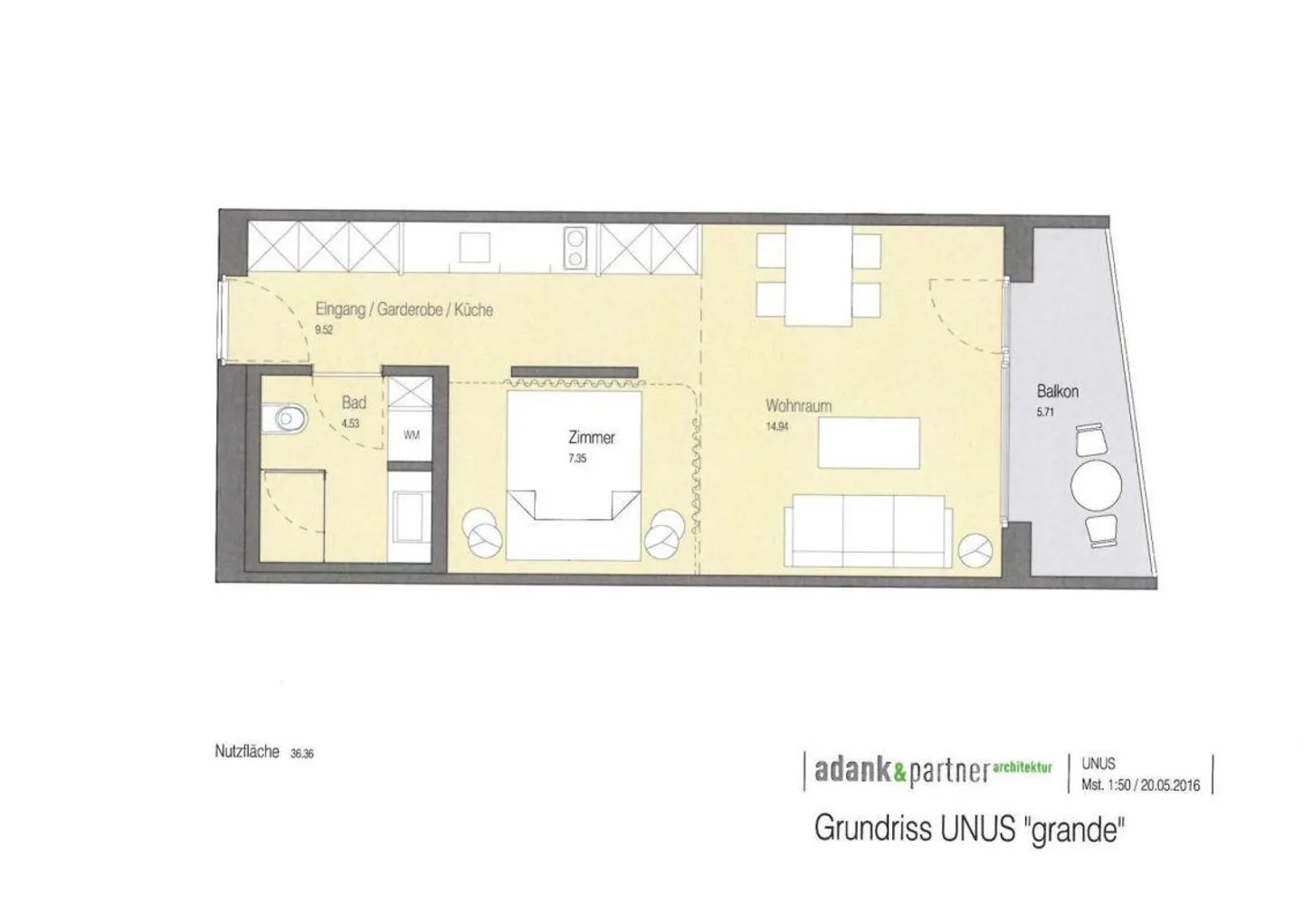 Charmantes Studio mit Balkon - Foto 5 von 6