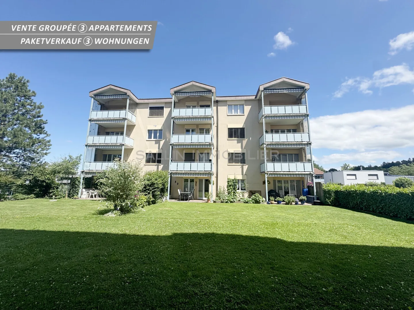 Vente de 3 appartements, 2x 5 pièces et  4 pces + 3 place de parc int. - Photo 1 sur 12