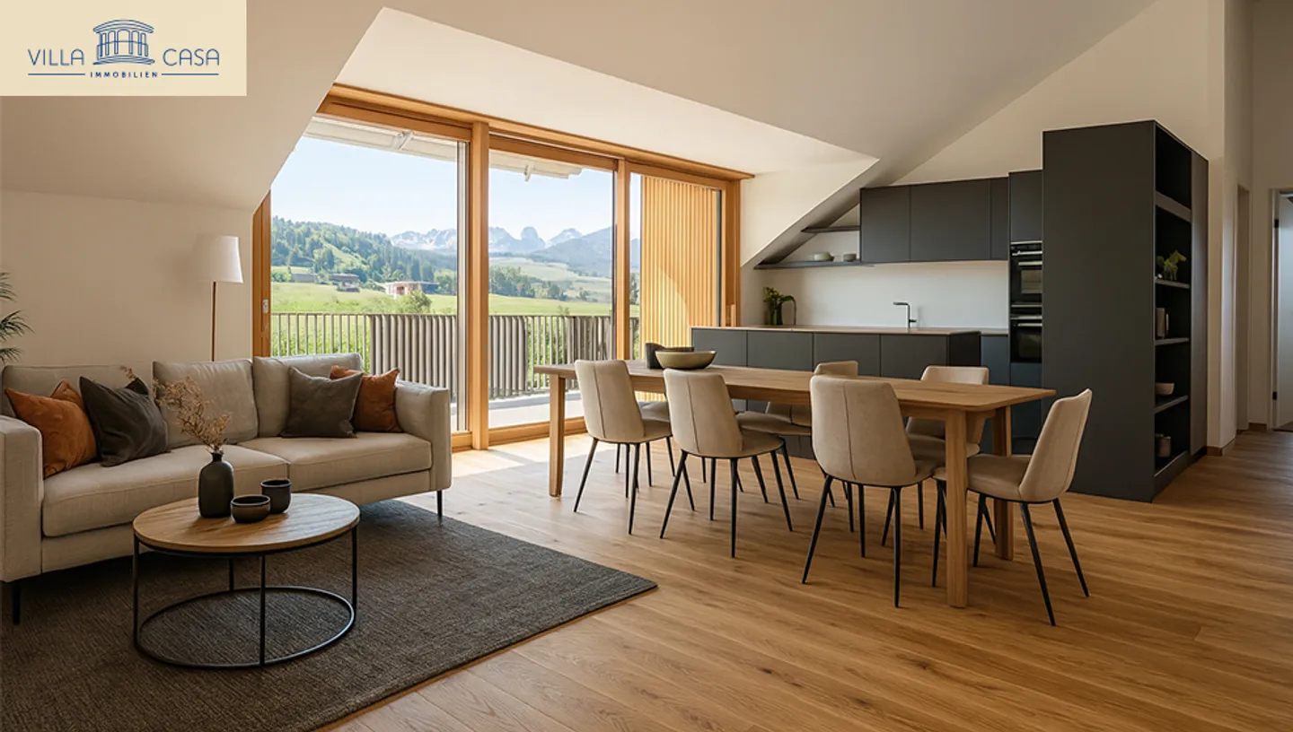 Penthouse moderne de 5,5 pièces avec vue sur la montagne à Riggisberg - Photo 3 sur 12