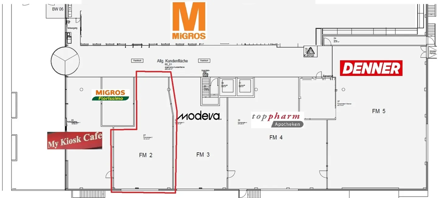 Ladenfläche mit 160m² in Shopping Center - Migros Bubendorf - Foto 7 von 9