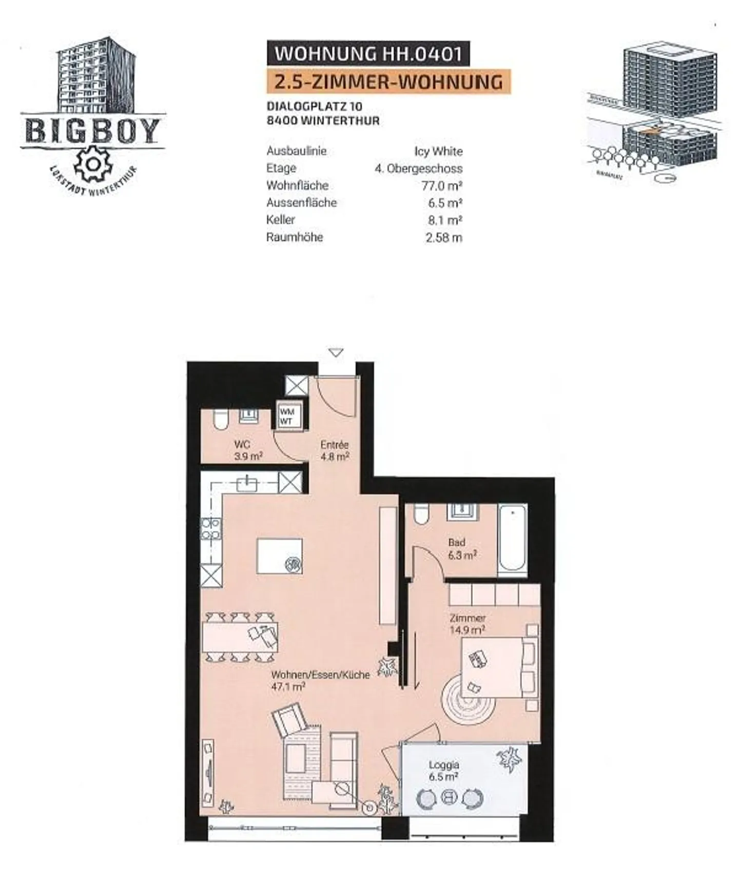 Modern 2.5-room apartment in Lokstadt - Photo 7 of 7