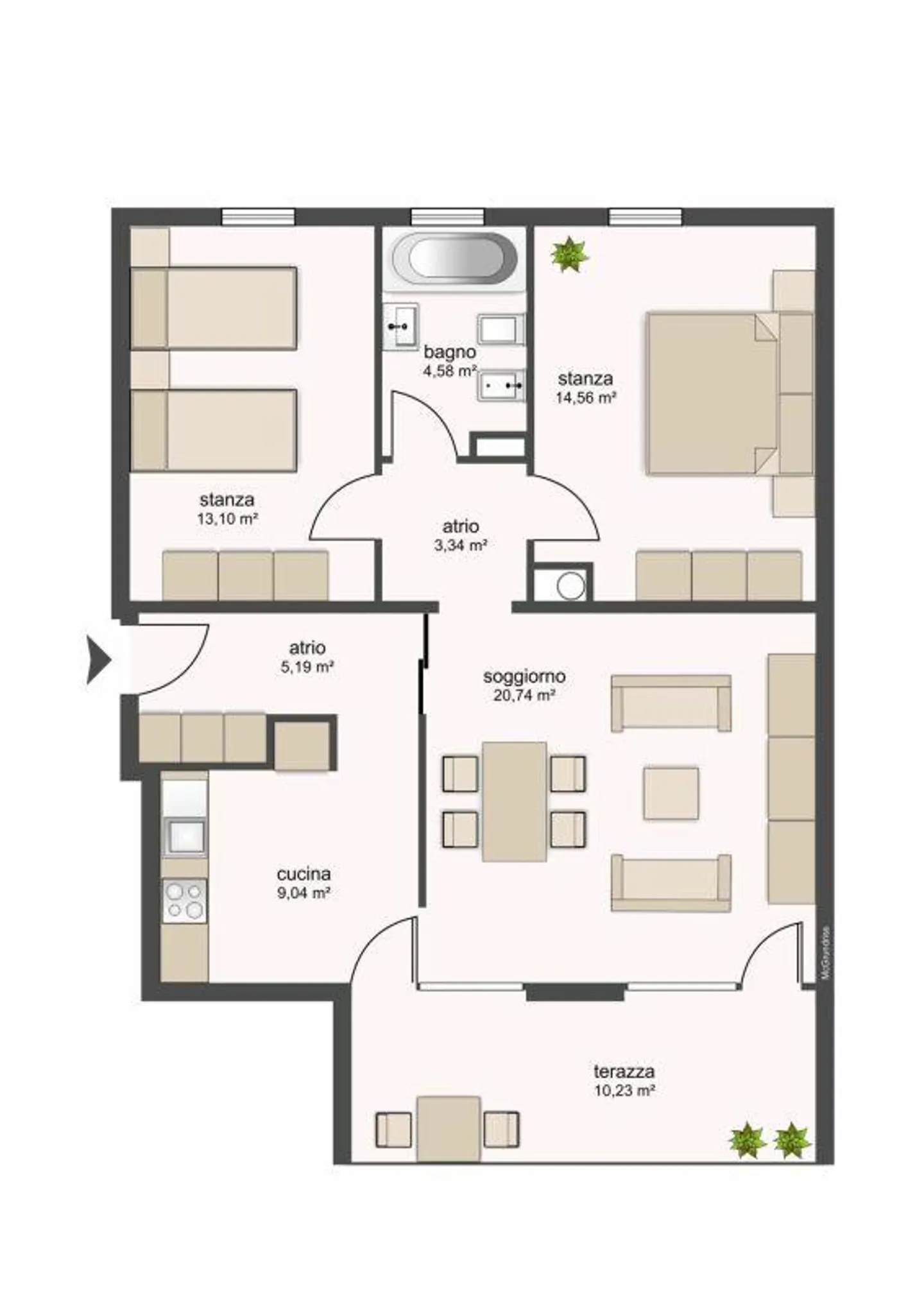 6100 Bellinzona, Via Ghiringhelli 23e, Wohnung 206 - Foto 6 von 11