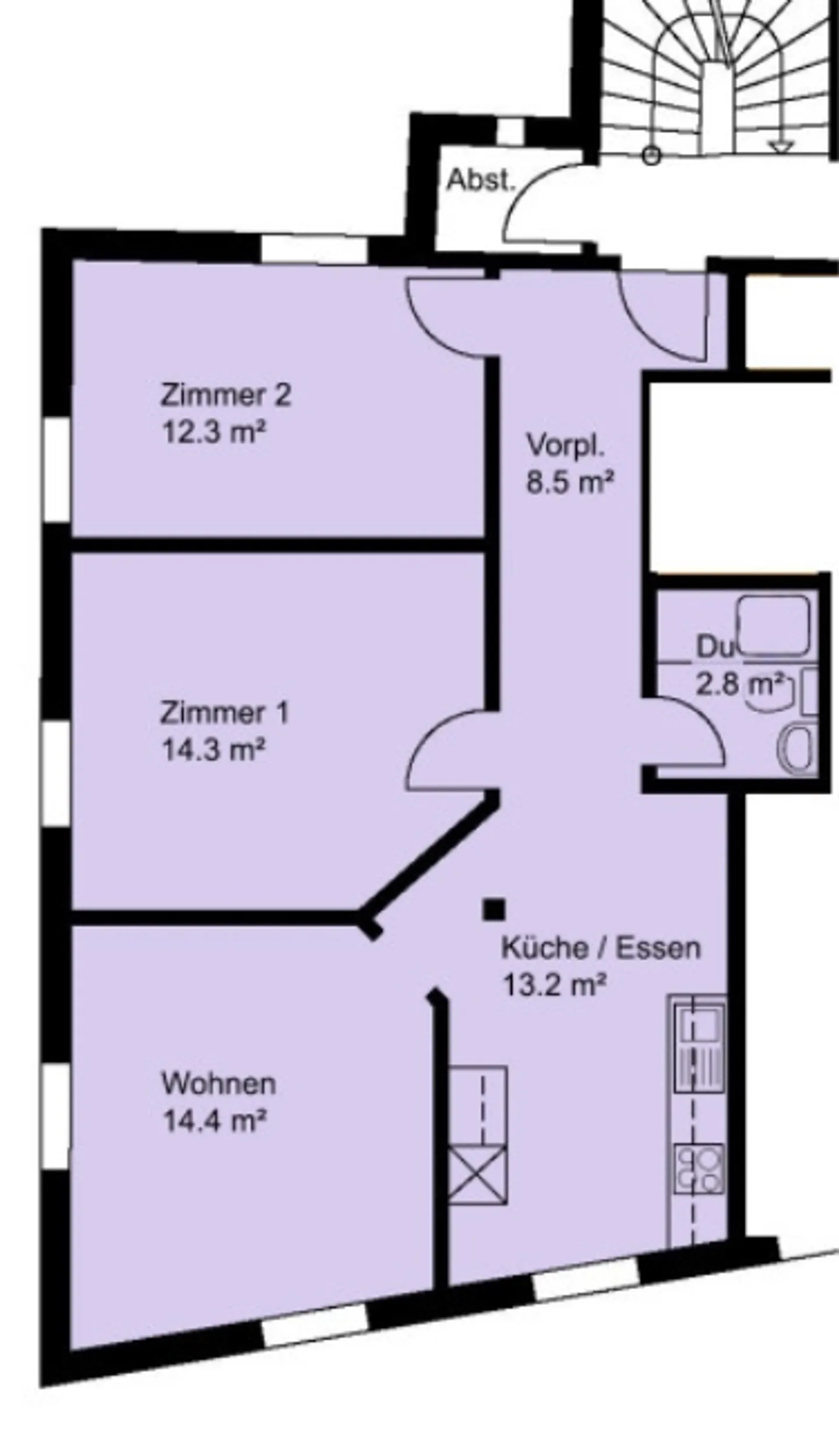 «Zentral und ruhig gelegene 3-Zi.-Wohnung mit 65 m2» - Foto 2 von 6