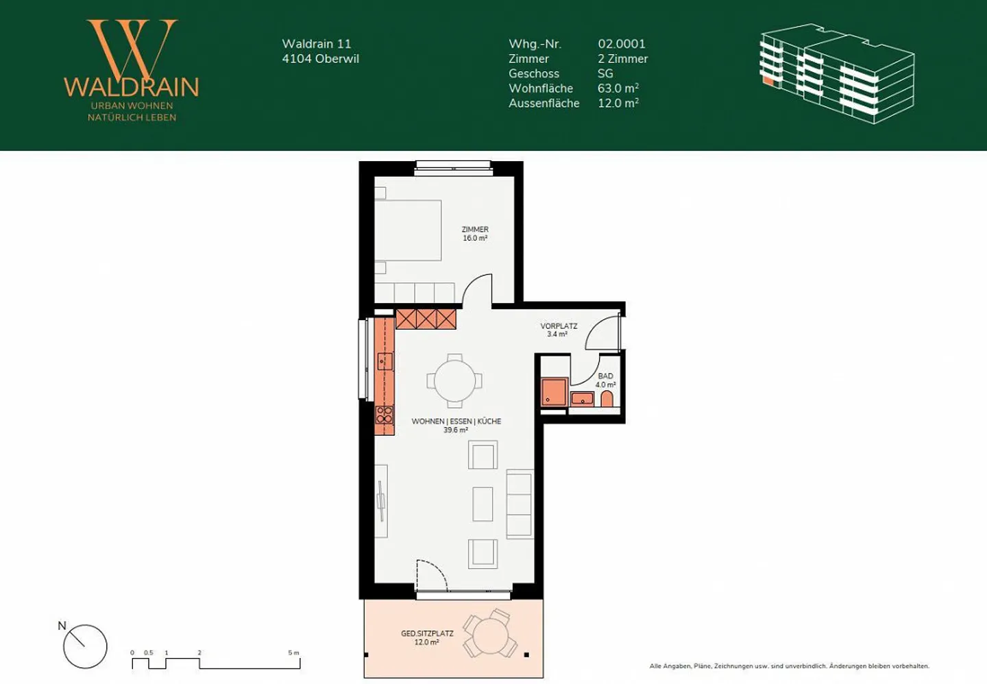2-room apartment in Oberwil - Urban living, natural life - Photo 4 of 7