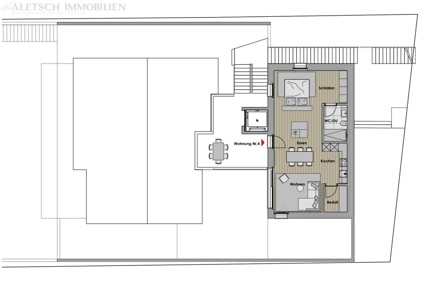 In vendita, appartamento nuovo di 2,5 locali al 3° piano a Staldenried - Foto 6 di 7