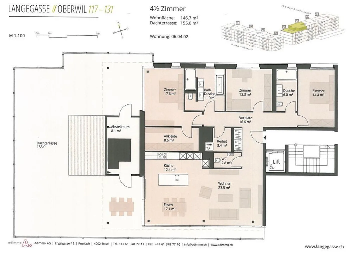 4.5 Zimmer - Attikawohnung mit sonniger Dachterrasse - Foto 5 von 5