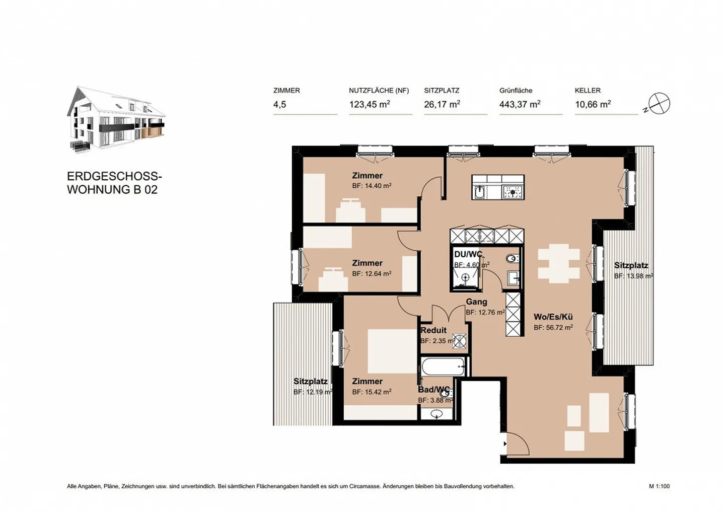 Spacious 4.5-room ground floor apartment with patio and garden - Photo 10 of 11