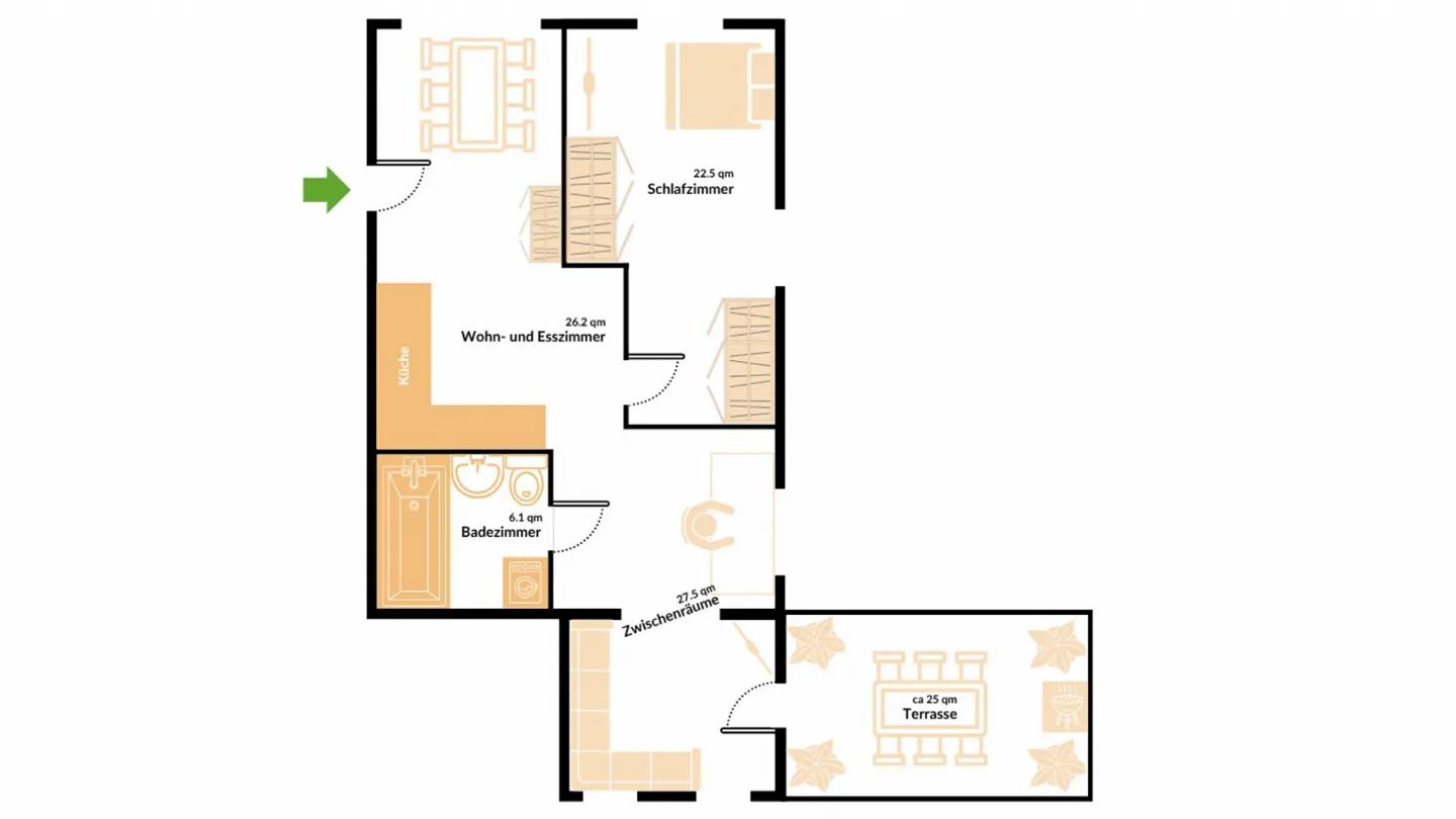 Appartement 2,5 pièces avec terrasse XXL - accessible et ascenseur - Photo 11 sur 14