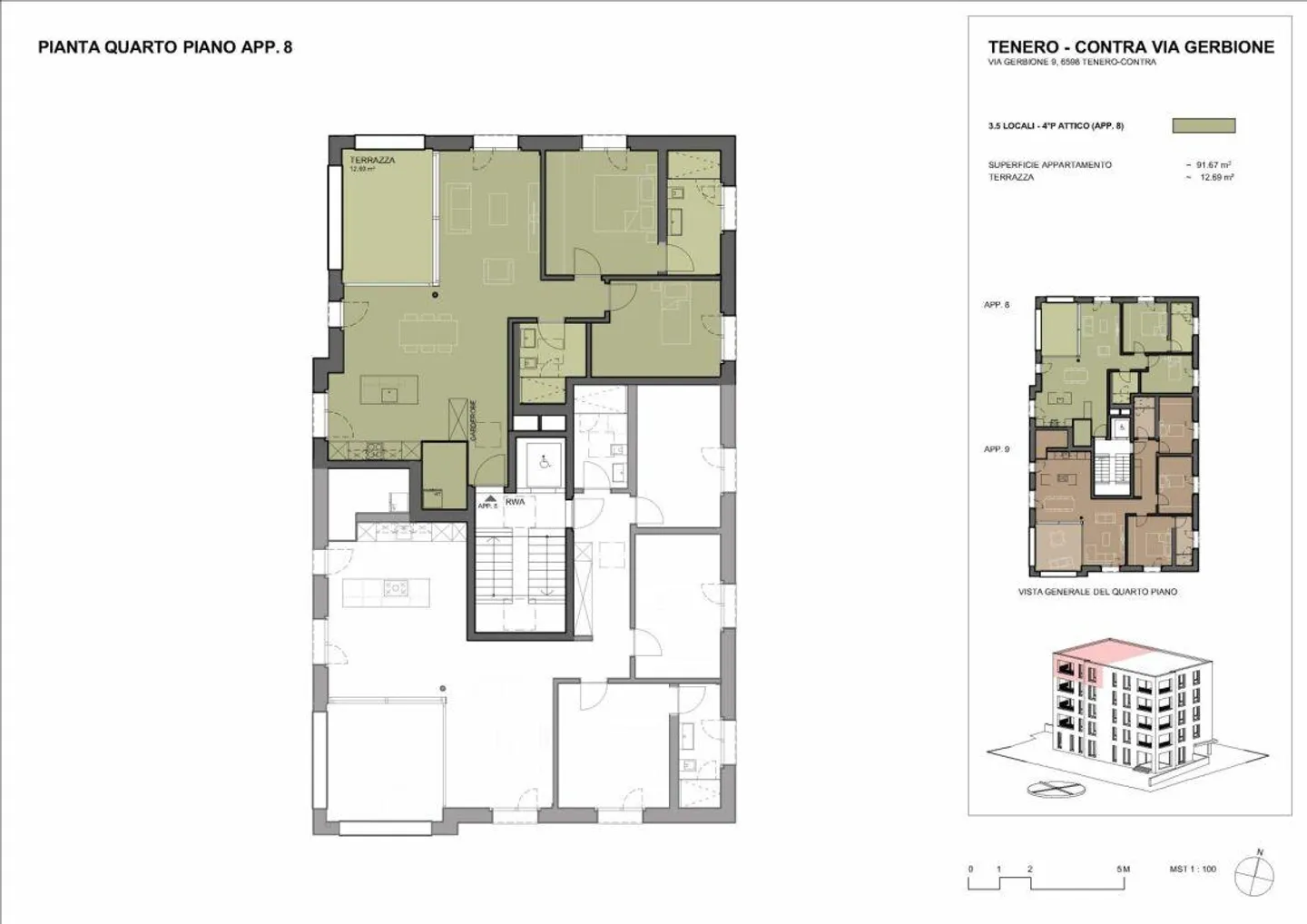 Residence Gerbio - App. 8 - 3.5 Rooms - 4th Floor - Photo 1 of 6