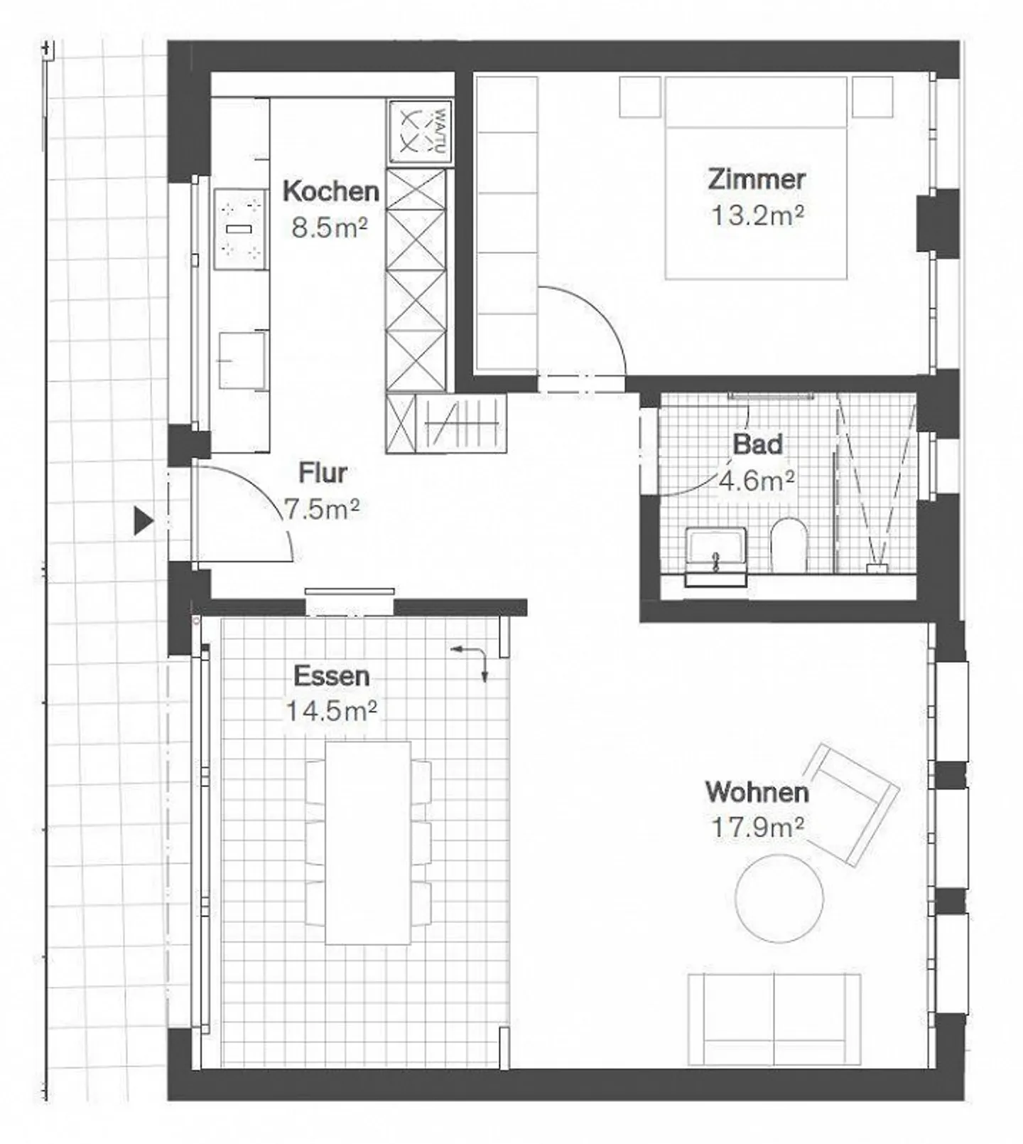 Moderne 2.5-Zimmer Wohnung mit Flissade (Jahreszeitenzimmer) - Foto 2 von 8