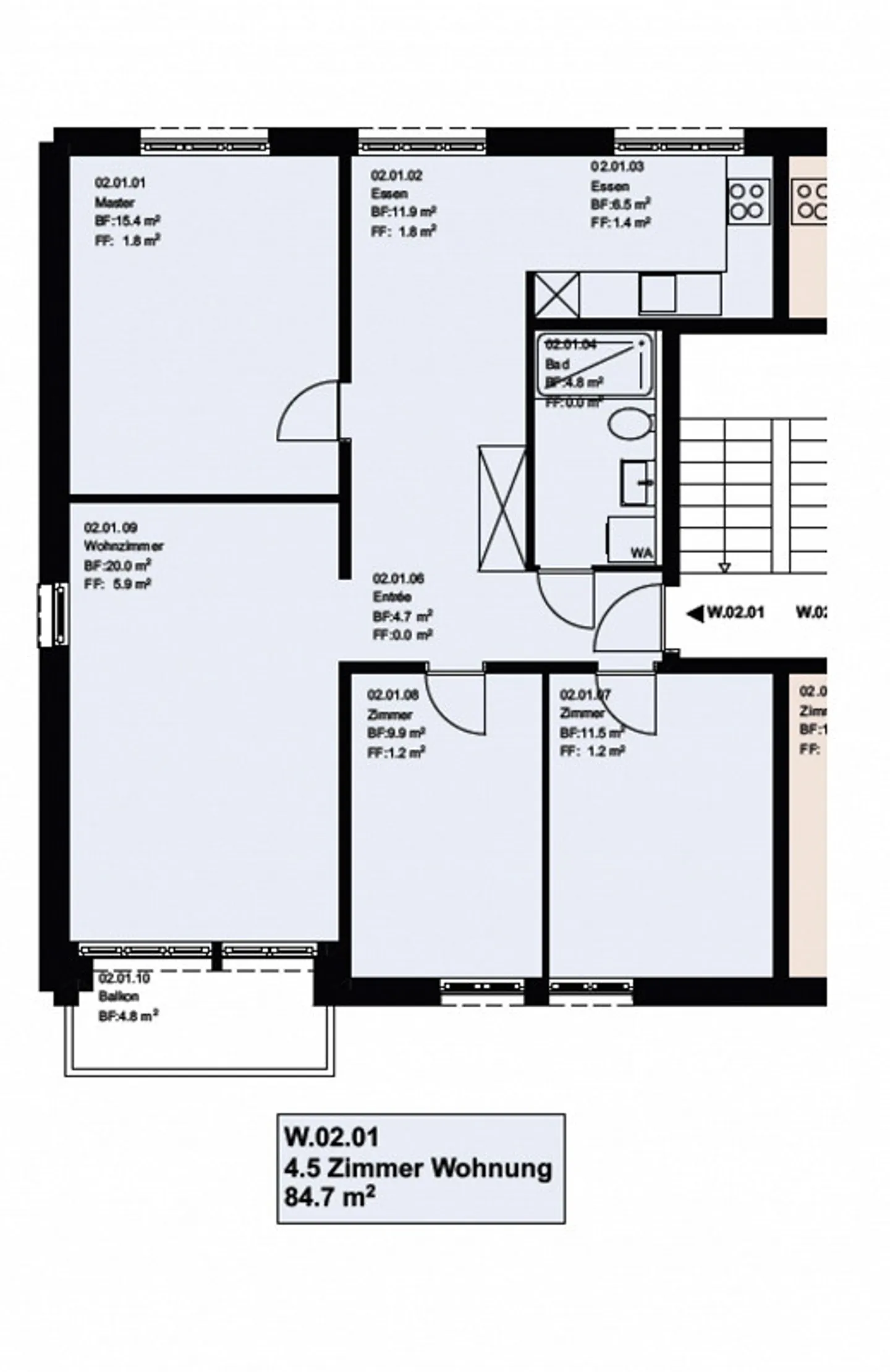Helle 4.5 Zimmer Wohnung - Foto 9 von 9