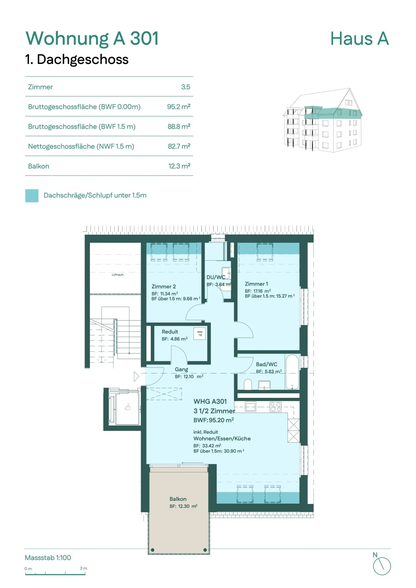 Charming 3.5-room attic apartment with sunny balcony - Photo 6 of 7