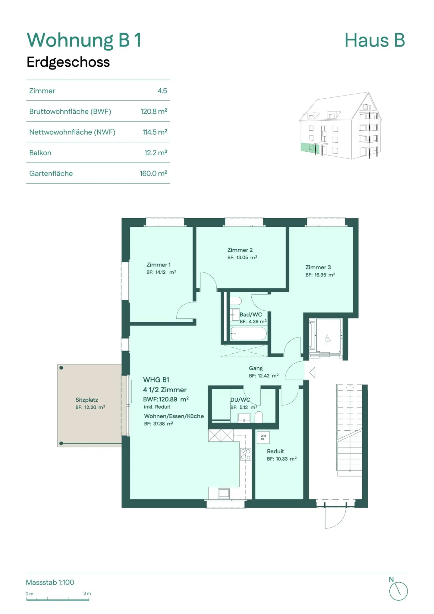 Bright 4.5-room garden apartment with terrace and garden - Photo 6 of 7